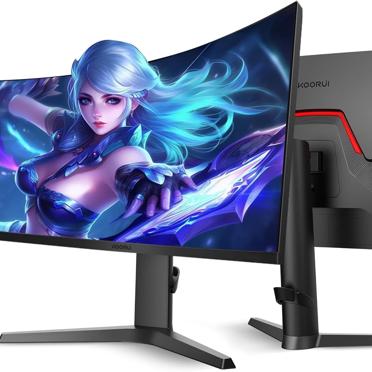 KOORUI 21:9 WQHD 3440 * 1440 4K （HDR 400）34 Inch 1800R Curved Gaming Monitor, 165Hz MPRT 1MS (AMD FreeSync Premium Nvidia G-SYNC) Hdmi DP 90% DCI-P3 OSD Roker Computer Gamer Monitors - 6
