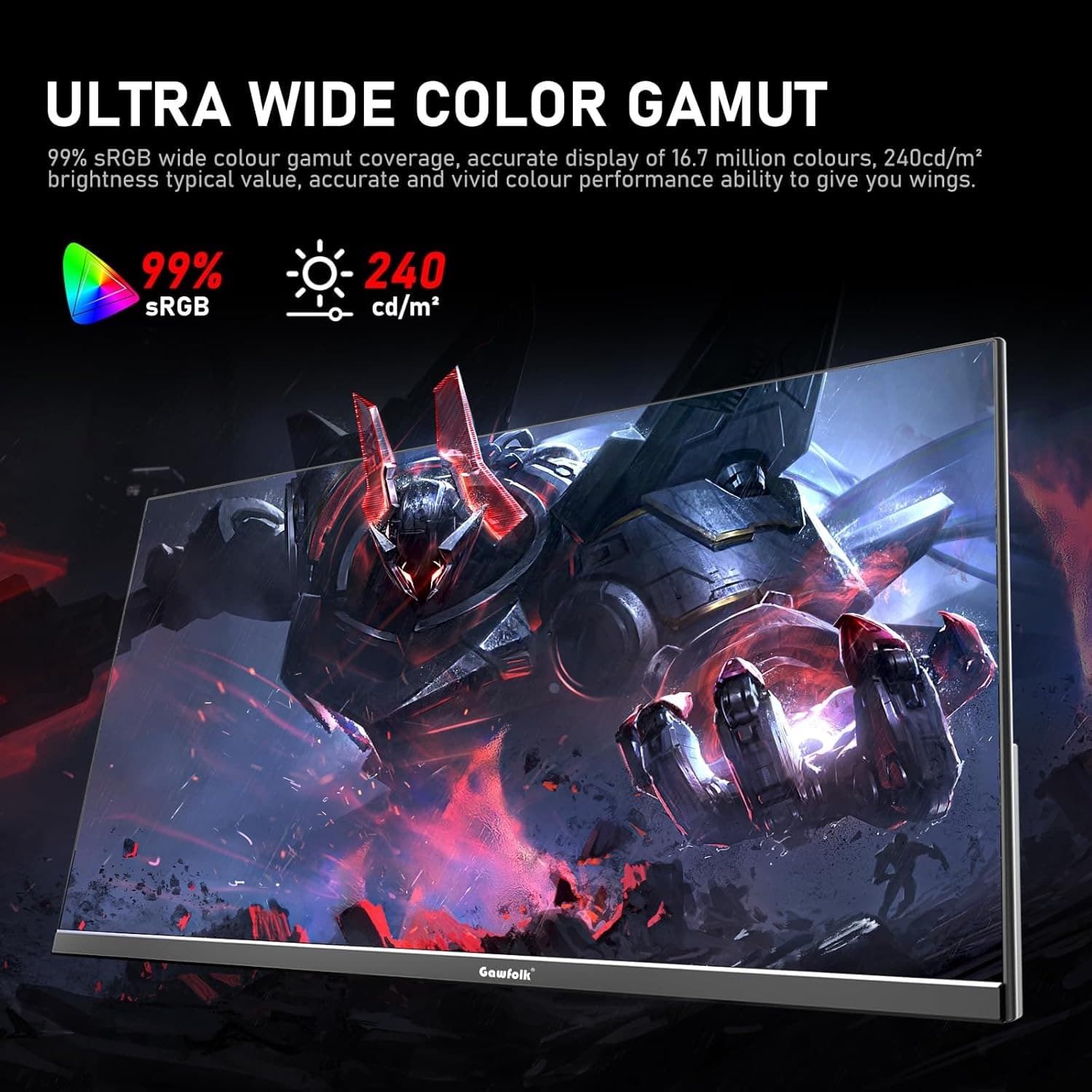 Gawfolk 24.5 Inch Monitor 200Hz Gaming Monitor IPS FHD Computer Display Screen 1080P(1920 * 1080) FreeSync 99% sRGB 1ms(GTG) Suitable for gaming, home office - 4