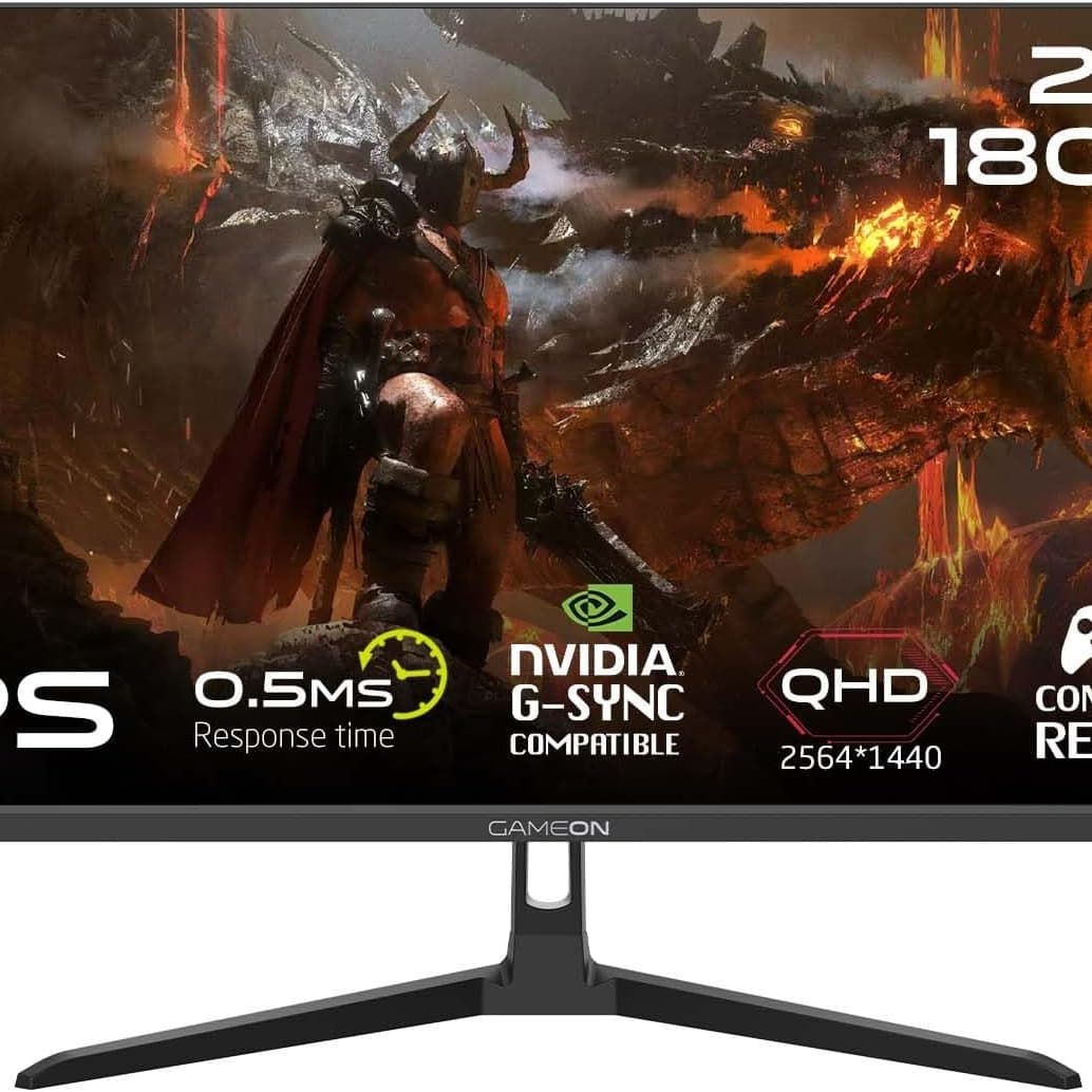 GAMEON New 2024 2K Gaming Monitor 24 inch, GOAE24QHD180IPS, QHD IPS Panel,180Hz Refresh Rate, 0.5ms Response Time, 2.1 HDMI, G-Sync & FreeSync, HDR, Built-in-Speakers, Console Ready - 1
