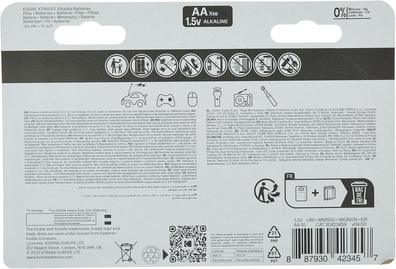 KODAK Blister Pack Pilas Alcalina Xtralife AA LR6 - Blister Pack of 5 + 5 - 2
