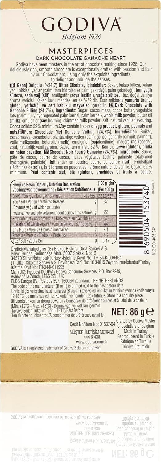 GODIVA TBLT DARK CHOC GANACHE 3X6X86G - 2