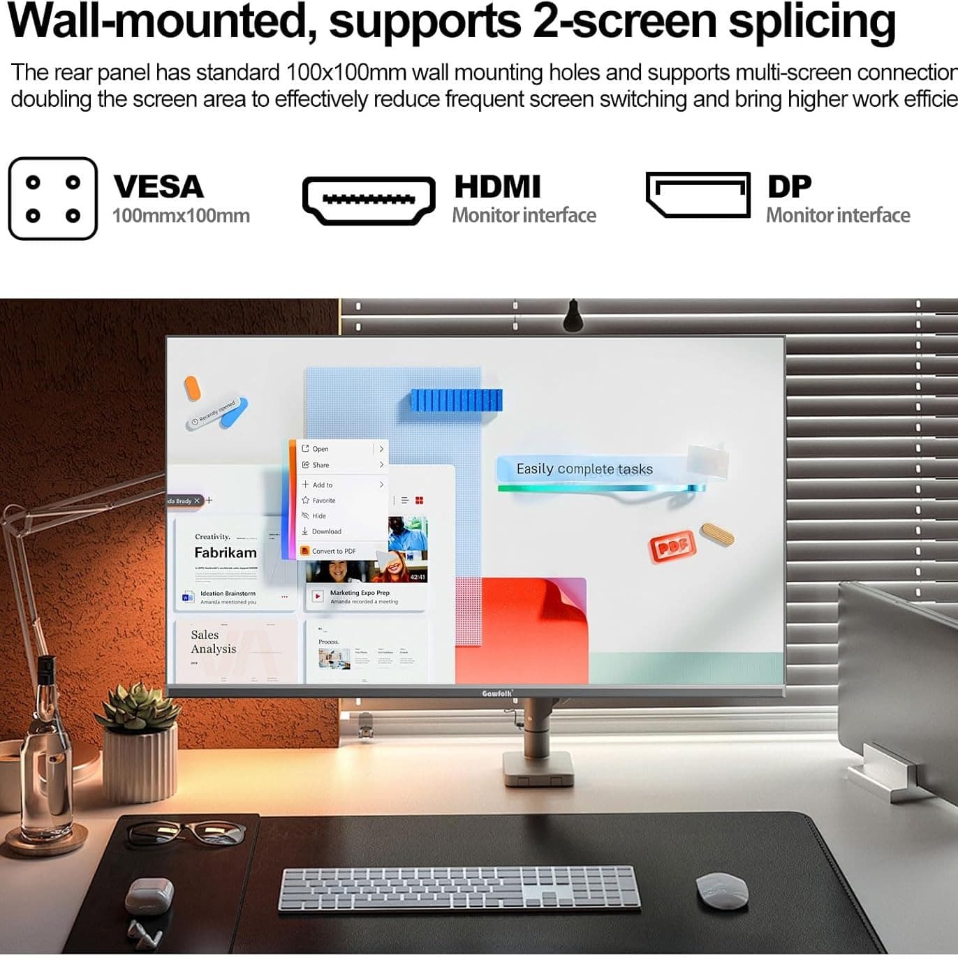 Gawfolk 32 Inch Monitor UHD 60Hz Gaming Monitor 4K(3840×2160) Ultra-Thin Frameless Computer Display Screen 100% sRGB 300cd/m² Suitable for entertainment, office, video, and picture design - 4