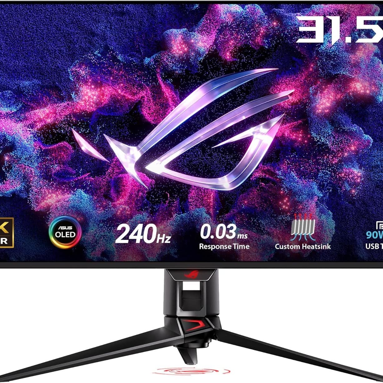 ASUS ROG Swift OLED PG32UCDM gaming monitor ― 31.5-inch 4K QD-OLED panel, 240Hz, 0.03ms (GTG), G-SYNC compatible, custom heatsink, graphene film, uniform brightness,99% DCI-P3, True 10-bit, 90W Type-C - 1