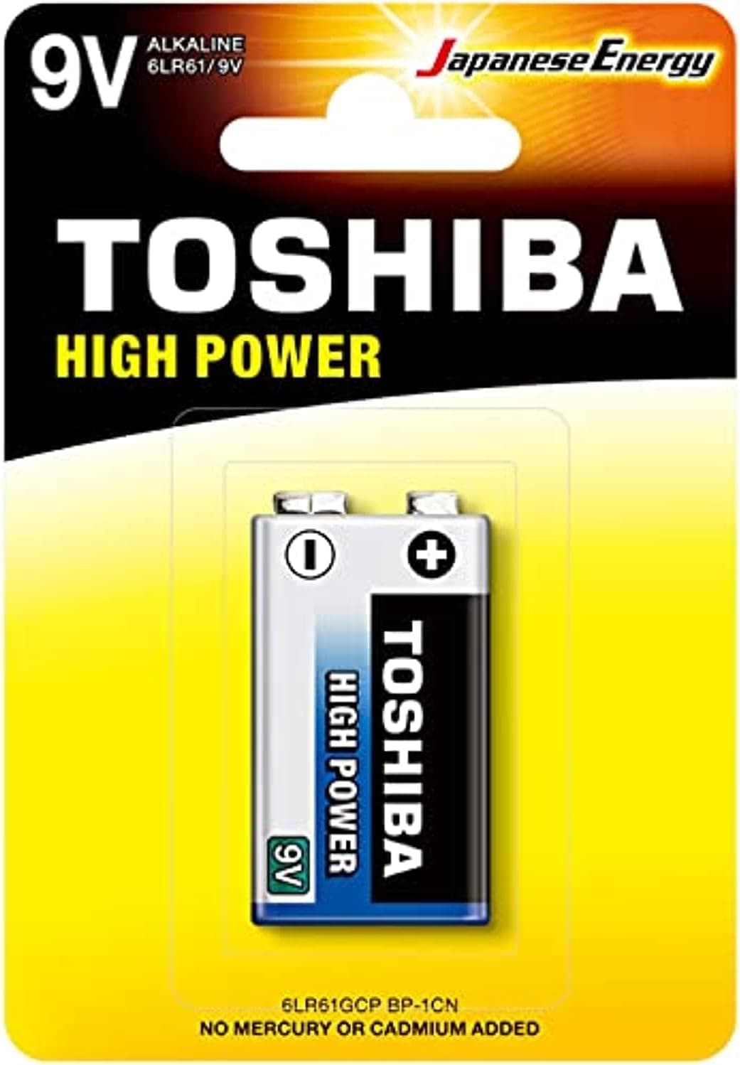 TOSHIBA Long-Lasting Vibration Resistance High Power Alkaline Battery 9V - 1