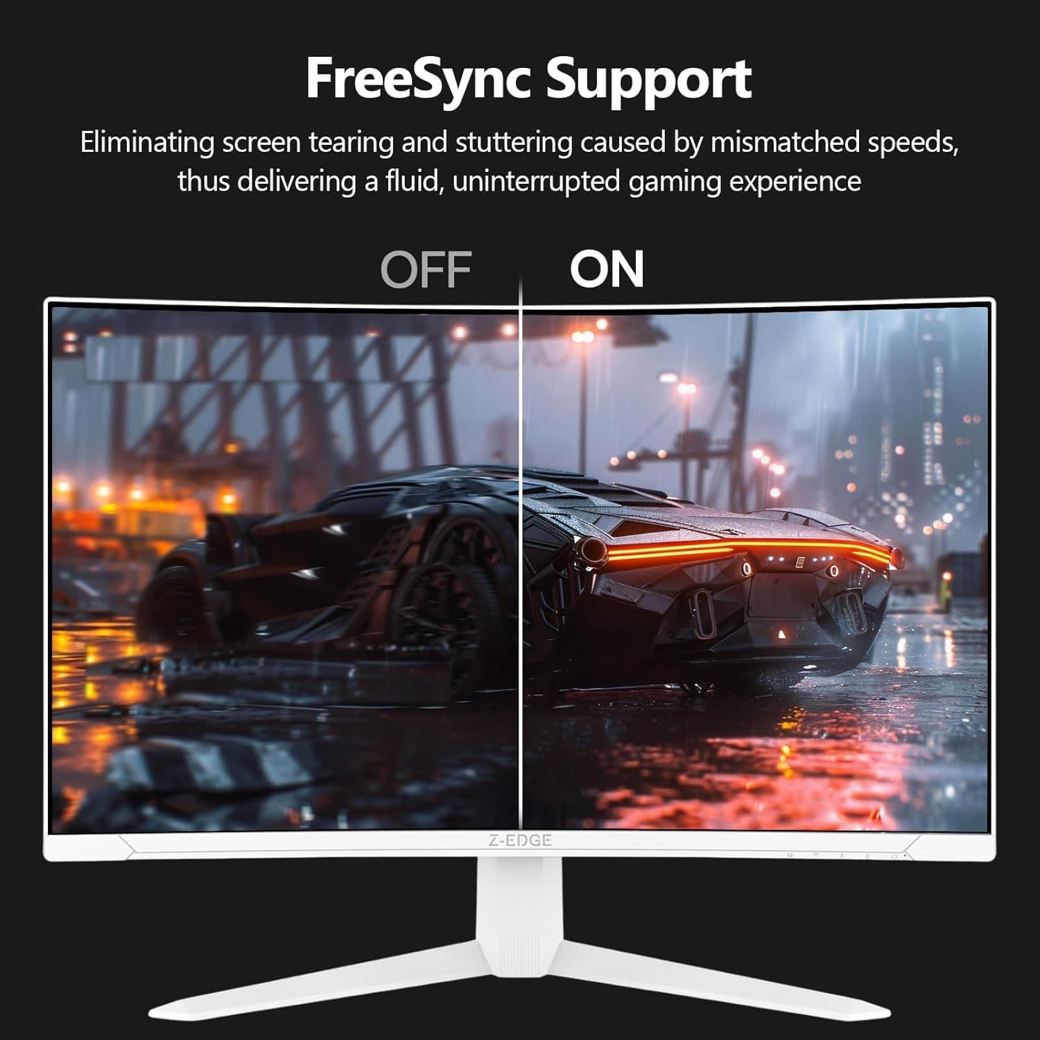 Z-Edge 27 inch Curved Gaming Monitor 300Hz, 1ms 16:9 FHD 1080P Frameless 1500R Curved Monitor, UG27S White, Freesync Eye Care, 2×Display Port, 2×HDMI - 3