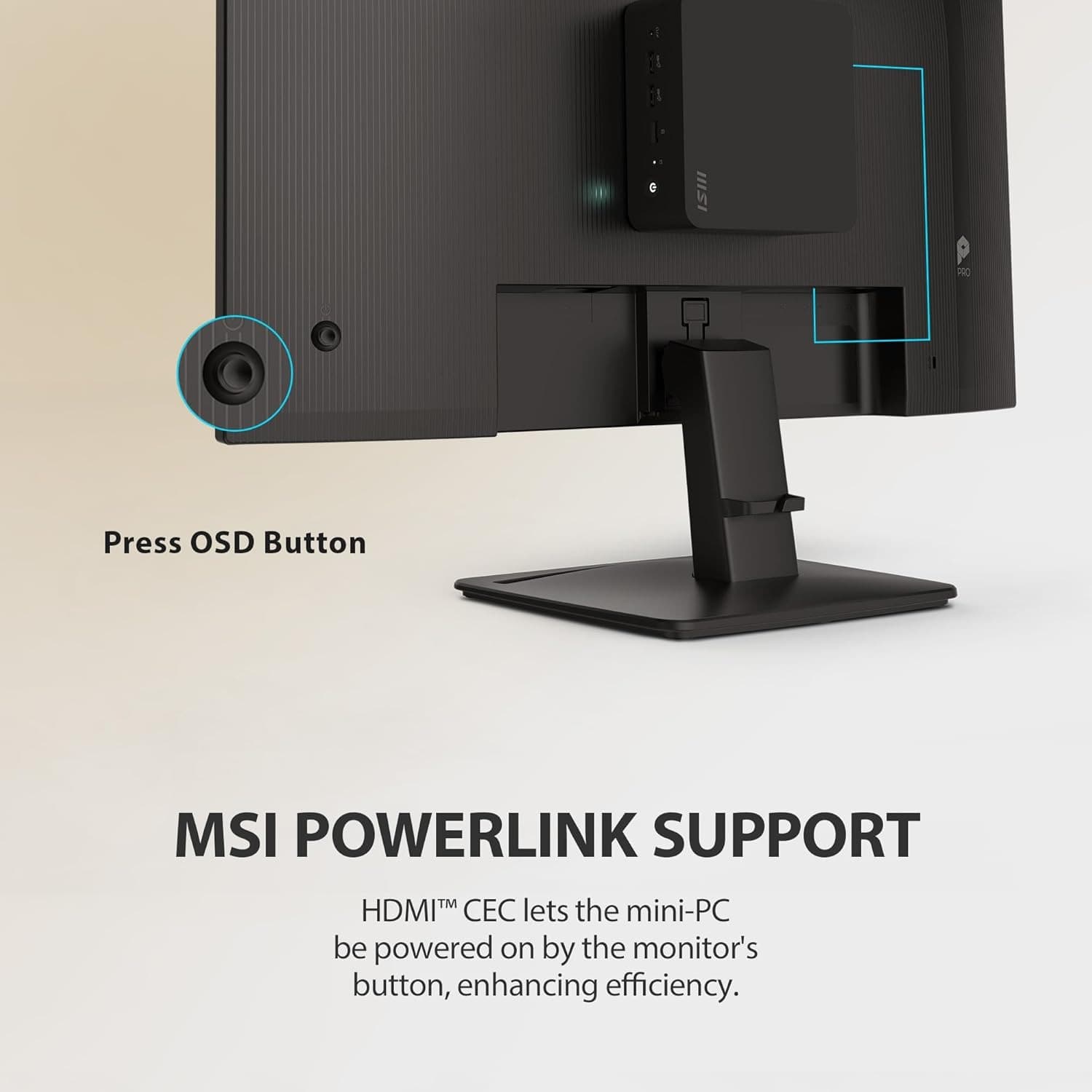MSI PRO MP242A E2 24-inch IPS 1920 x 1080 (FHD) Gaming Office Monitor, 120Hz, Adaptive-Synch, HDR Ready, HDMI, VGA Port, Display Port,VESA Mountable, Tilt, Speaker, 4-Side Slim Bezel,1ms, Black - 6