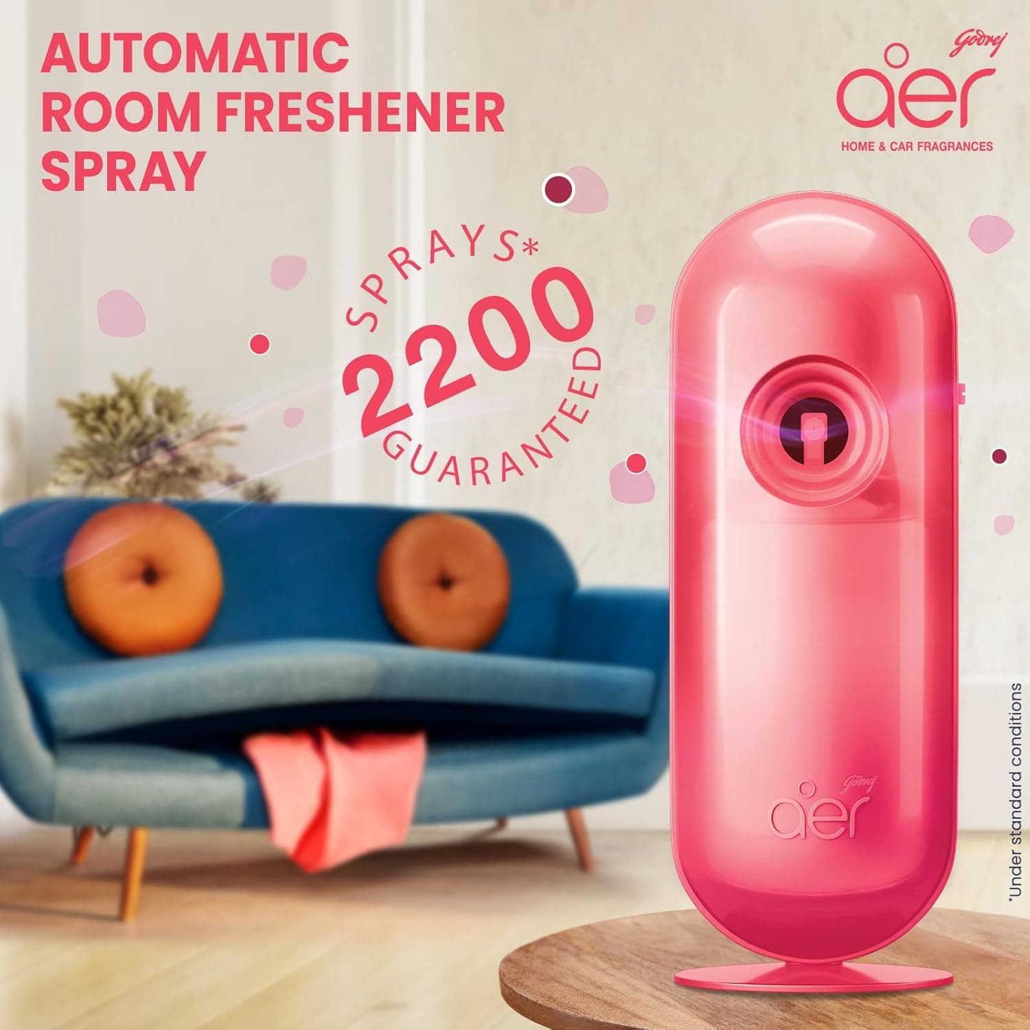 Godrej Aer Matic, Automatic Air Freshener Kit With Flexi Control - Petal CrUSh Pink (225 Ml) - 2