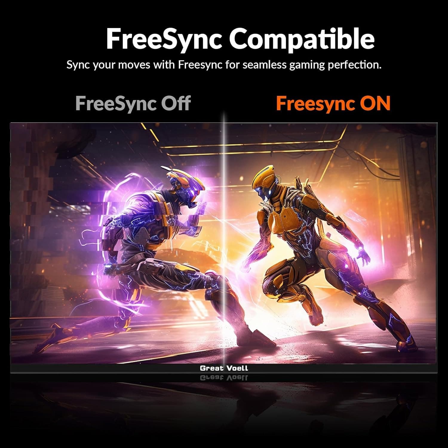 Great voell 27-Inch Gaming Monitor, 100Hz, FHD (1920x1080P), HDR, 99% sRGB, FreeSync, Built-in Speakers, Anti-Blue Light, VESA Mountable, HDMI 2.0, Tilt Adjustable, 16:9 PC Screen - 4