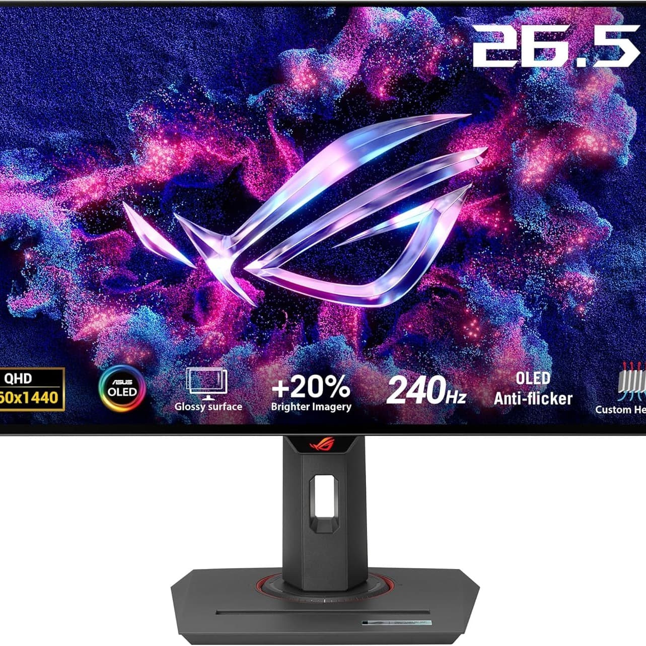 ASUS ROG Strix 27-inch 1440P Glossy OLED Gaming Monitor - 240Hz, 0.03ms, Custom Heatsink, Anti-flicker, Uniform Brightness, G-SYNC Compatible, DisplayWidget Center - 1