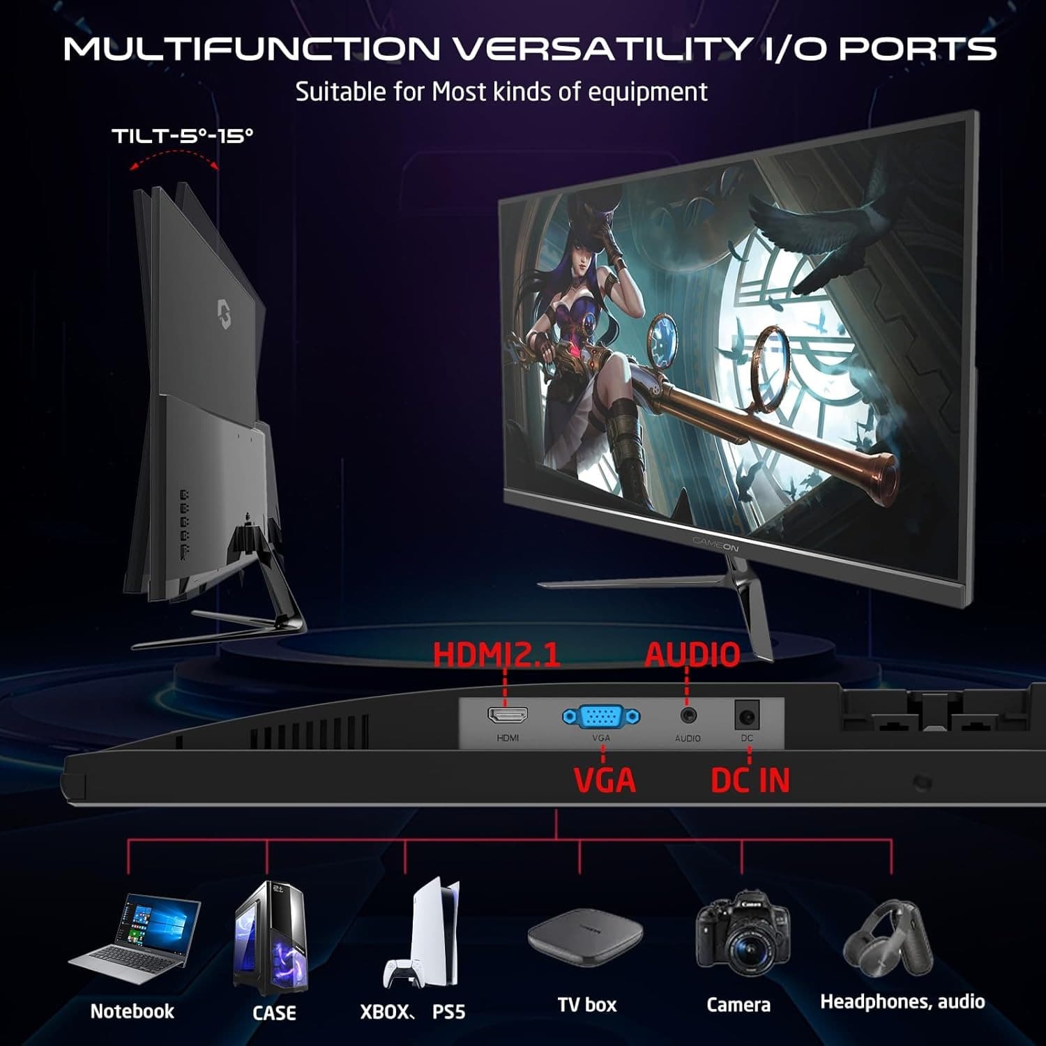 GAMEON GOES22FHD120IPS 22-Inch Full HD Monitor, 120Hz, 0.5ms, IPS Panel, HDMI 2.1, FreeSync, NVIDIA G-Sync Compatible, PS5 Supported,1920x1080 Resolution Ultra-Slim Design, Black - 5