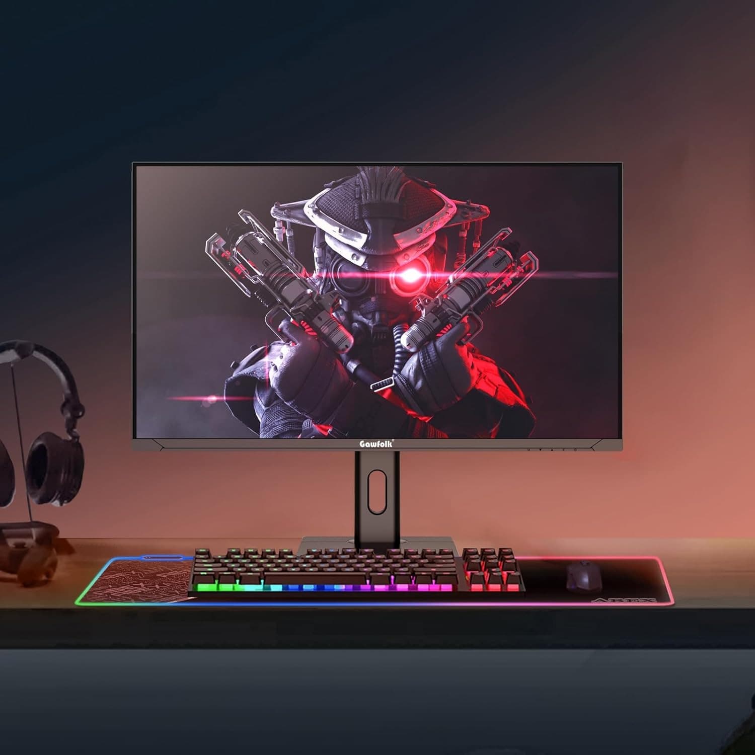 Gawfolk 27 Inch Gaming Monitor UHD 144Hz Computer Display Screen 4K 100% sRGB FreeSync 1ms(GTG) with RGB Backlighting Height/Tilt/Swivel Adjustable Stand - 2