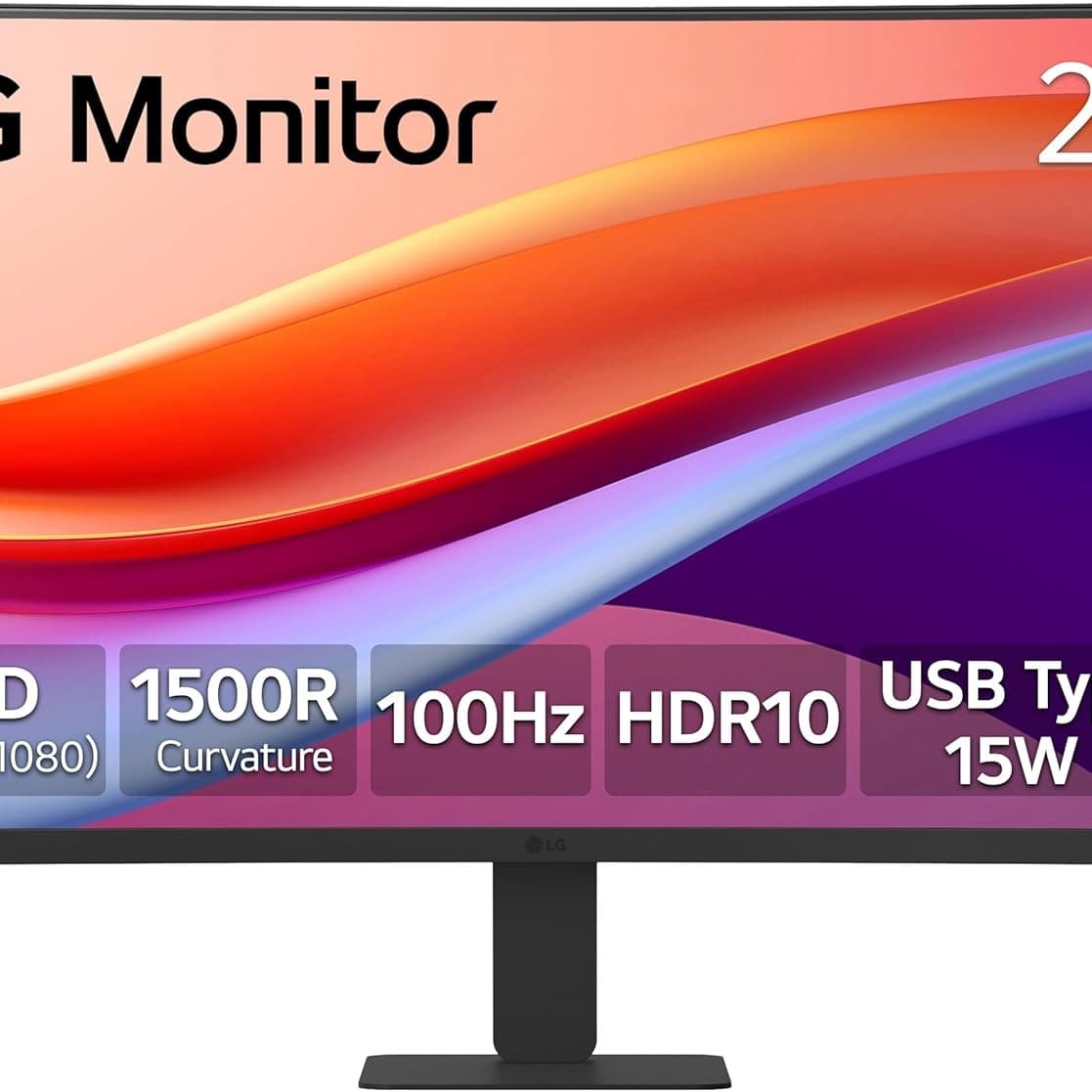 LG 27U421A-B 27-inch Full HD (1920 x 1080) Curved Computer Monitor, 100Hz, 5ms, HDR10, 3-Side Borderless, Switch, HDMI, USB Type-C 15W PD, Tilt Slim Stand, Black, Without Speaker - 1