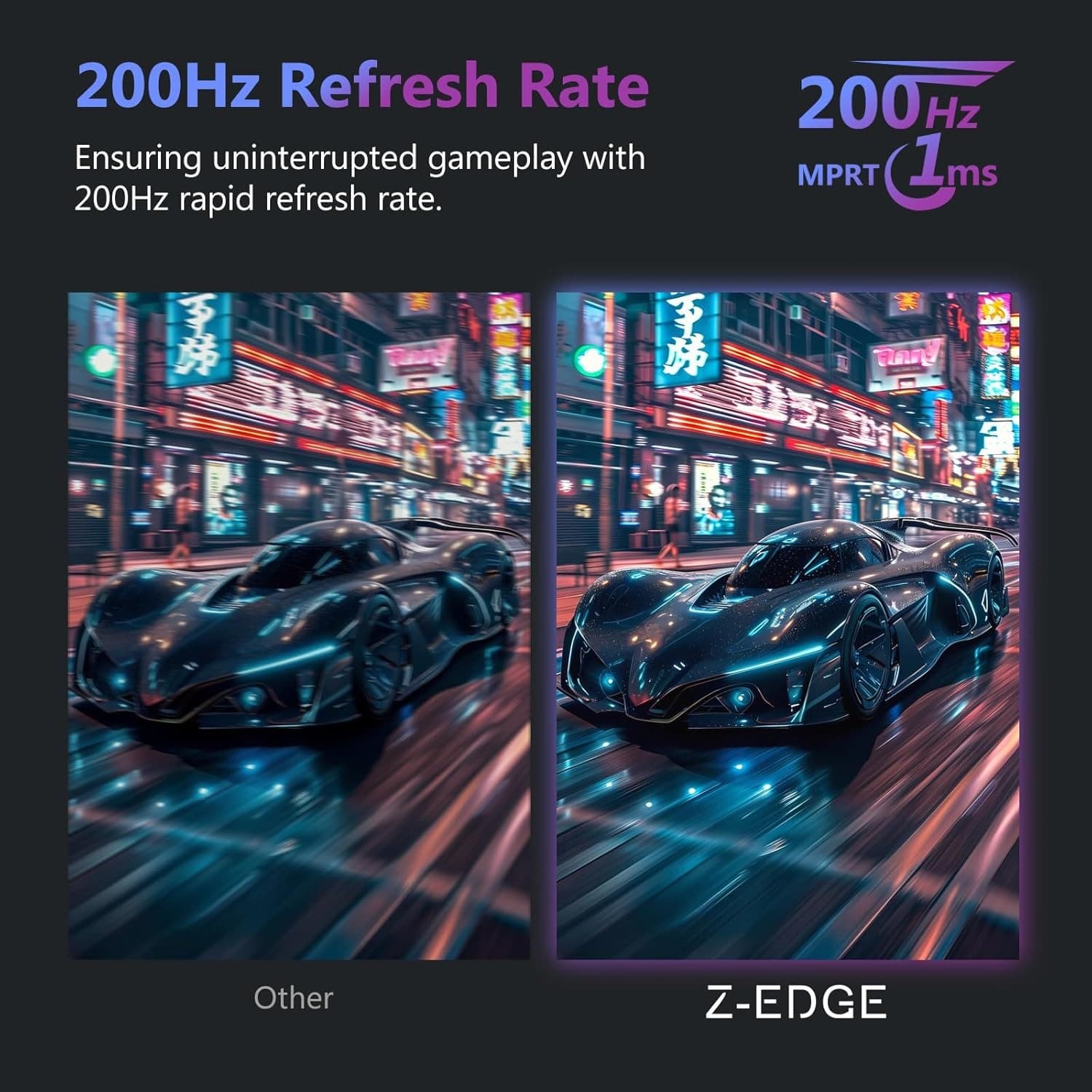 Z-Edge UG27 27-inch Curved Gaming Monitor 16:9 1920x1080 200/144Hz 1ms Frameless LED Gaming Monitor, AMD Freesync Premium Display Port HDMI - 5