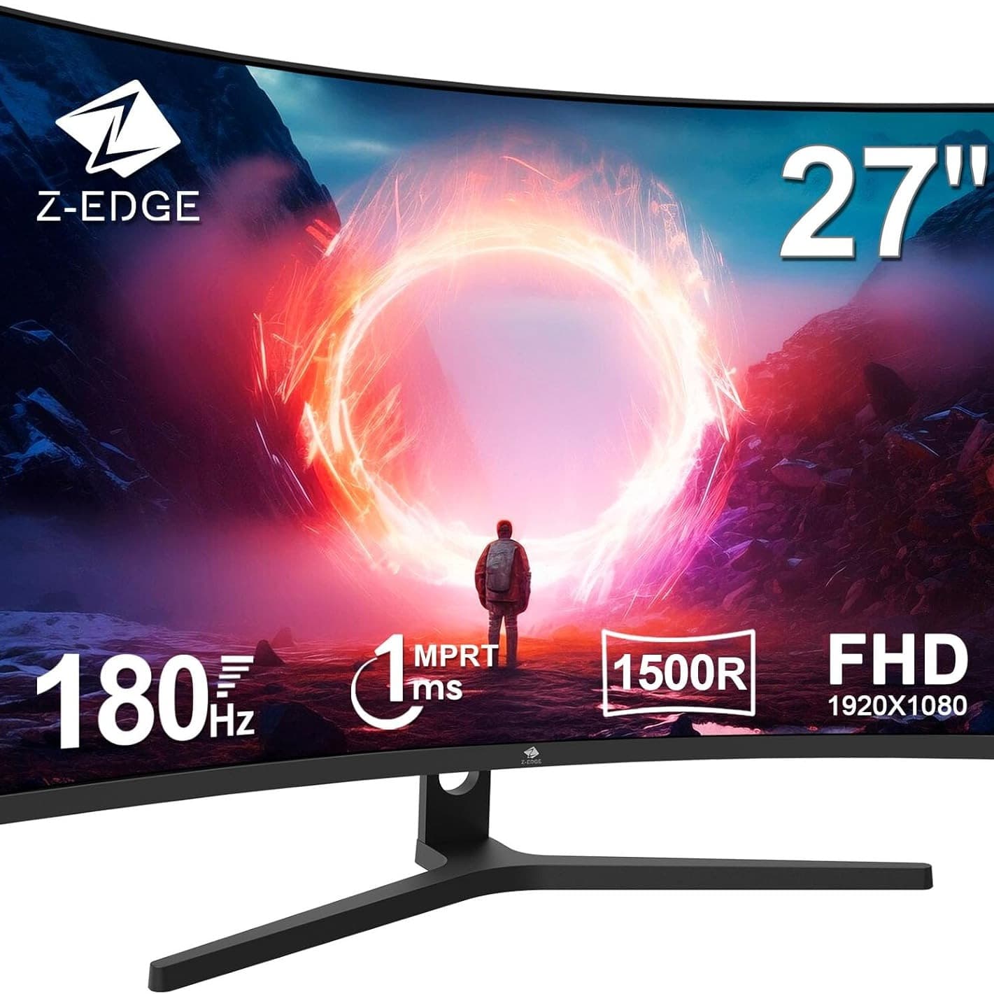 Z-EDGE 27-inch 1500R Curved Gaming Monitor - FHD 1080P 180Hz VA Panel, 1ms Response Time, Frameless LED Display, AMD FreeSync - 1x DisplayPort 1.4 & 2x HDMI 2.0 UG27F - 1