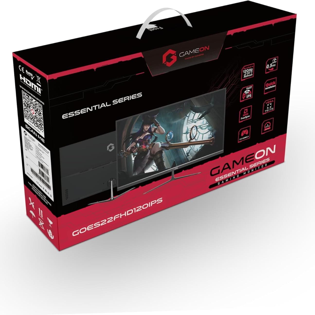 GAMEON GOES22FHD120IPS 22-Inch Full HD Monitor, 120Hz, 0.5ms, IPS Panel, HDMI 2.1, FreeSync, NVIDIA G-Sync Compatible, PS5 Supported,1920x1080 Resolution Ultra-Slim Design, Black - 7