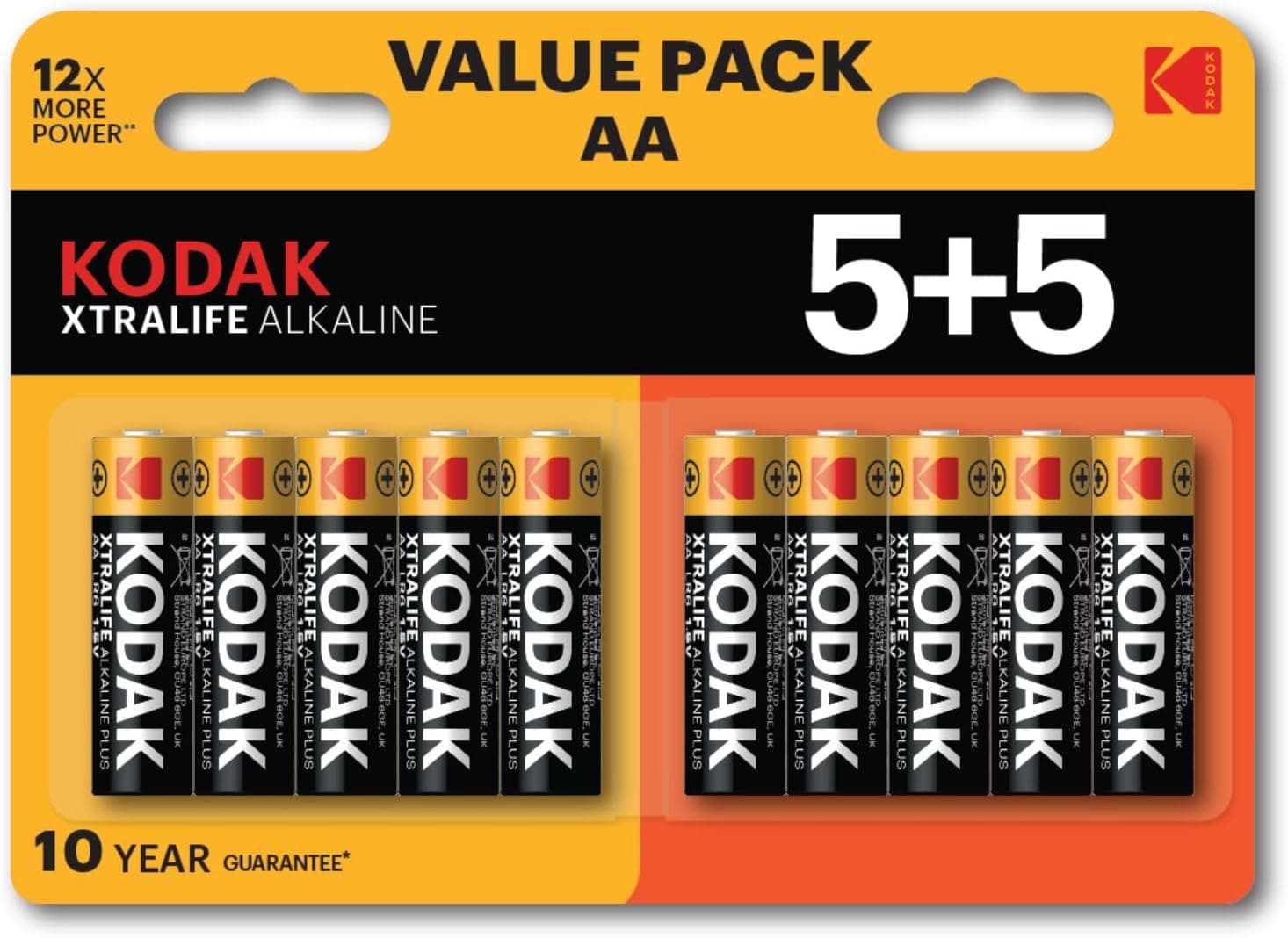 KODAK Blister Pack Pilas Alcalina Xtralife AA LR6 - Blister Pack of 5 + 5 - 1
