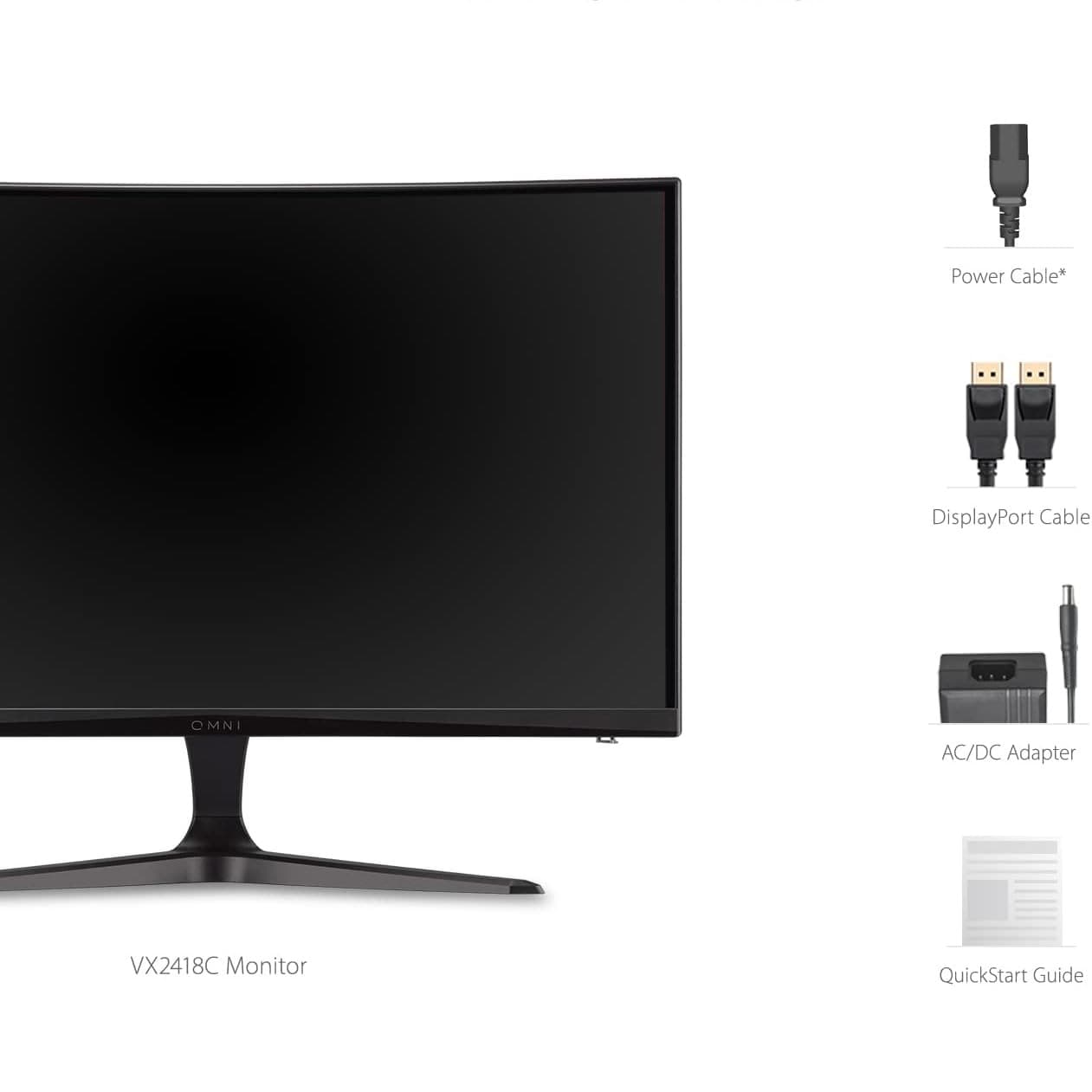 Viewsonic Omni VX2418C 24 Inch 1080p 1ms 165Hz Curved Gaming Monitor with AMD FreeSync Premium, Eye Care, HDMI and DisplayPort - 2