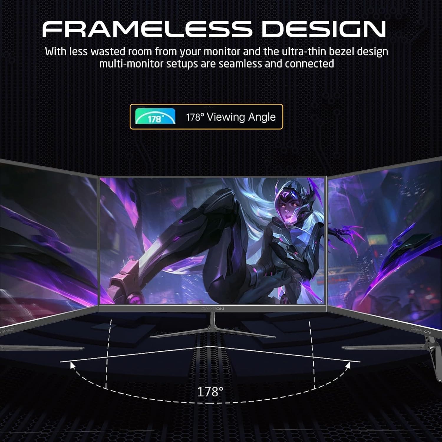 GAMEON GOES22FHD120IPS 22-Inch Full HD Monitor, 120Hz, 0.5ms, IPS Panel, HDMI 2.1, FreeSync, NVIDIA G-Sync Compatible, PS5 Supported,1920x1080 Resolution Ultra-Slim Design, Black - 8