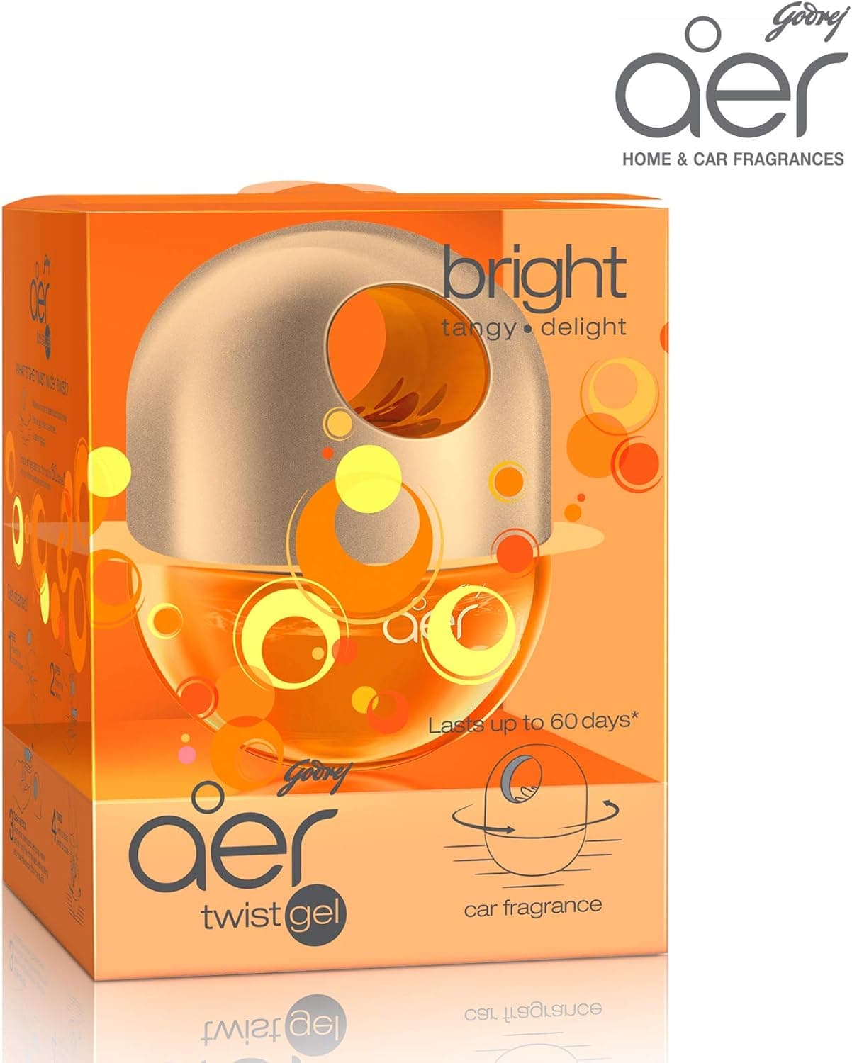 Godrej Aer Twist, Car Air Freshener Bright Tangy Delight 45G, Orange - 2