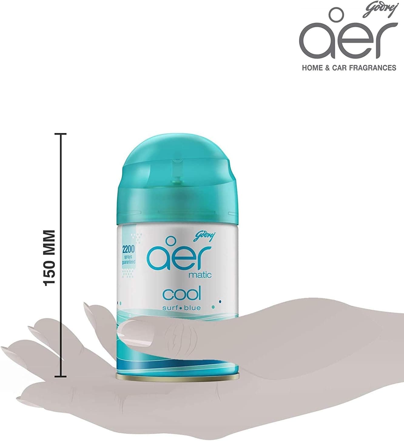 Godrej Aer Matic Automatic Air Freshener Refill Cool Surf Blue 225 ml, Aer-11, 225 ml (Pack Of 1) - 2