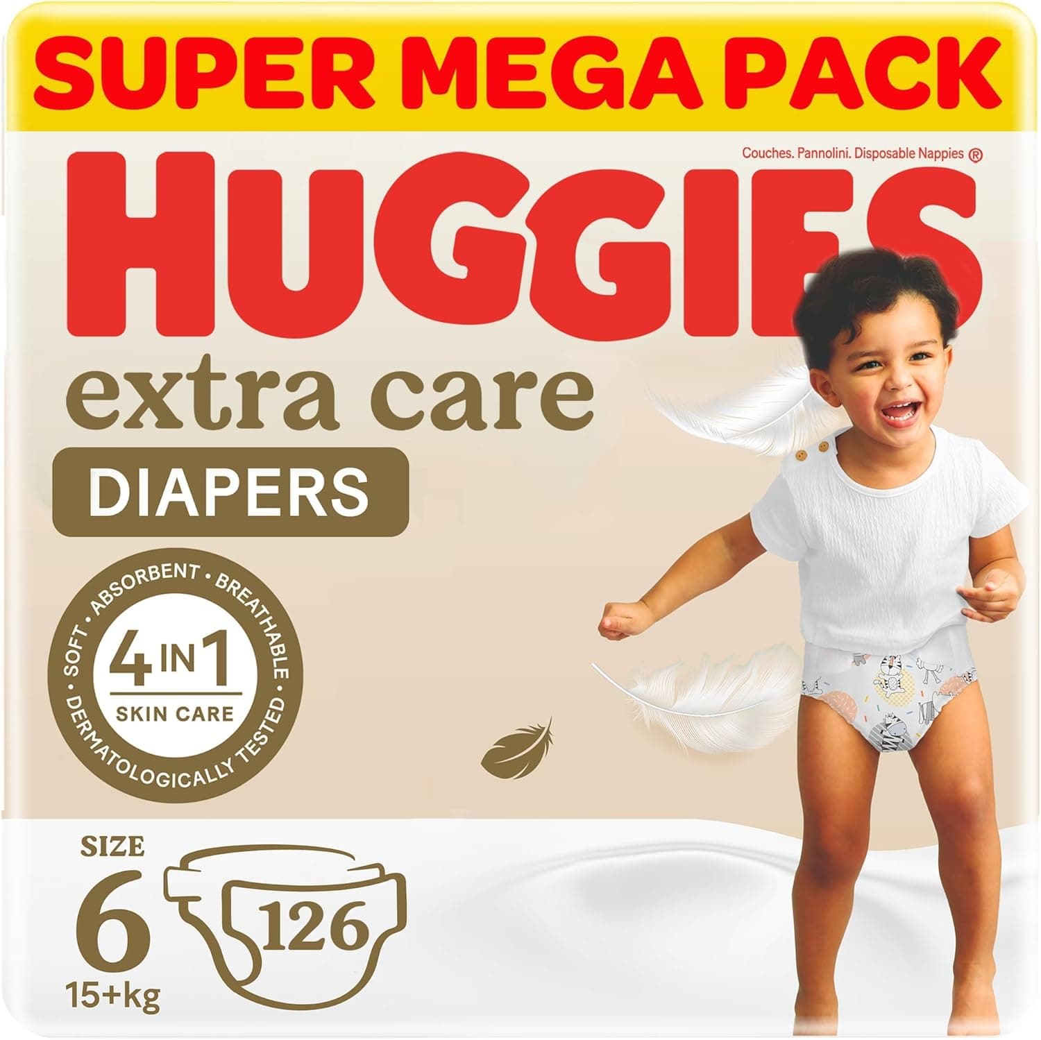 Huggies Extra Care, Size 6, 15+ kg, Super Mega Pack, 126 Diapers - 1