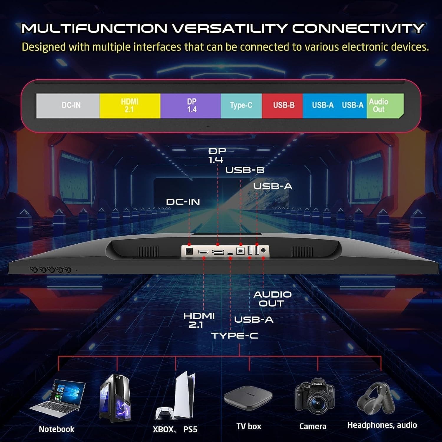 GAMEON GOP28UHD144IPS Pro-Series, Black Gaming Monitor 28 Inch, 3840x2160p 4K UHD monitor IPS Panel, 144Hz Refresh Rate, 0.5ms Response Time, 2.1 HDMI, Supports PS5, شاشه قيمنق 28 بوصة - 4