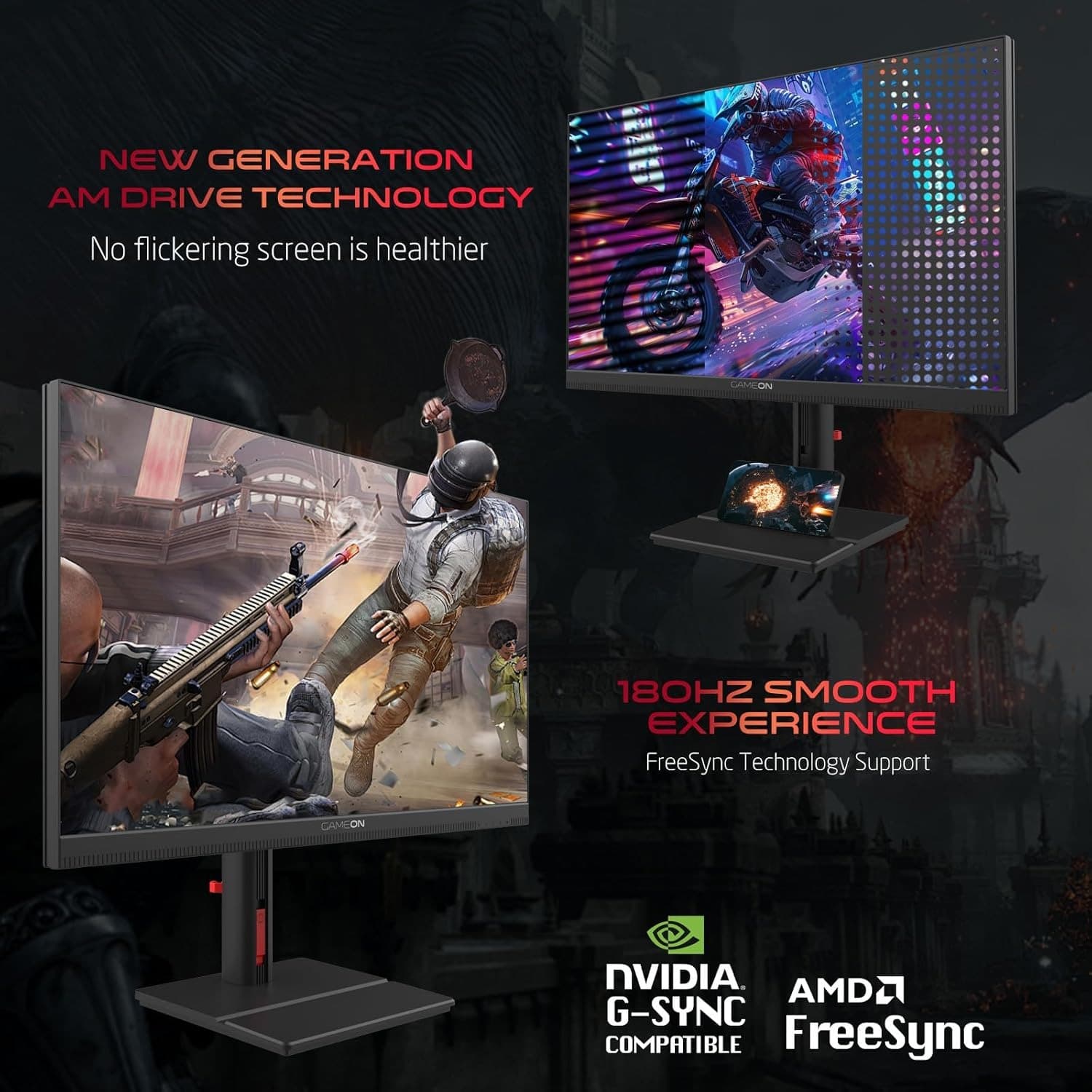 GAMEON GOML27QHD180IPS Midnight Signature 27" Black Gaming Monitor, 2560x1440p 2K QHD Fast IPS, 180Hz Refresh Rate, Ultra-Fast Response, HDMI 2.1, FreeSync/G-Sync, HDR, PS5 Compatible, VRR Support. - 4