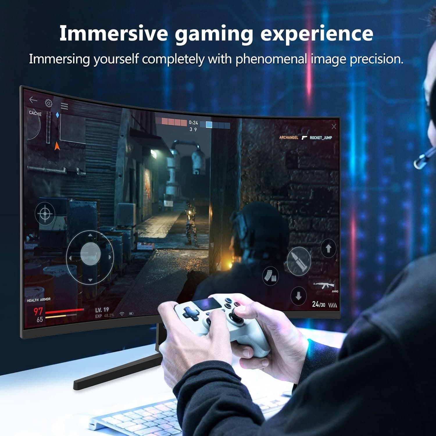 Z-EDGE 27-inch 1500R Curved Gaming Monitor - FHD 1080P 180Hz VA Panel, 1ms Response Time, Frameless LED Display, AMD FreeSync - 1x DisplayPort 1.4 & 2x HDMI 2.0 UG27F - 5