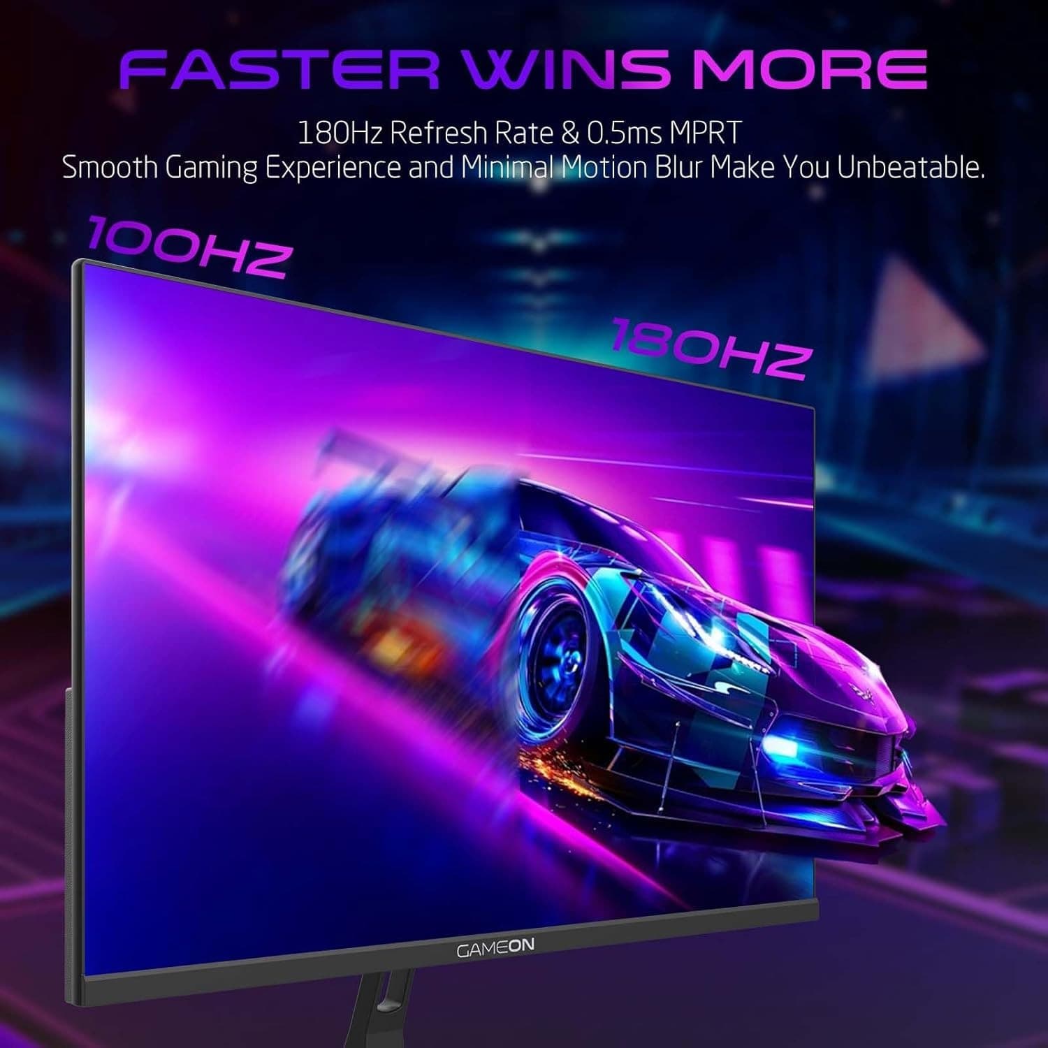 GAMEON New 2024 2K Gaming Monitor 24 inch, GOAE24QHD180IPS, QHD IPS Panel,180Hz Refresh Rate, 0.5ms Response Time, 2.1 HDMI, G-Sync & FreeSync, HDR, Built-in-Speakers, Console Ready - 7