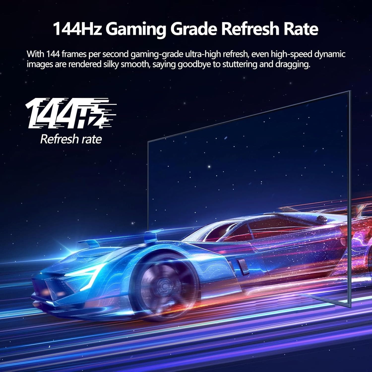 Gawfolk 27 Inch Gaming Monitor UHD 144Hz Computer Display Screen 4K 100% sRGB FreeSync 1ms(GTG) with RGB Backlighting Height/Tilt/Swivel Adjustable Stand - 3