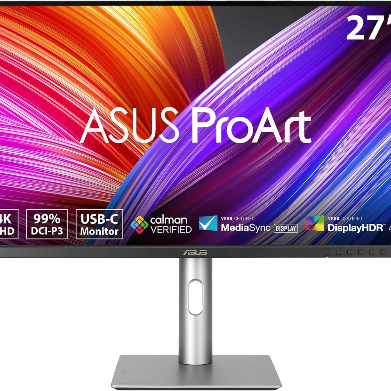 ASUS ProArt Display 27” 4K HDR Professional Monitor (PA279CRV) - IPS, UHD (3840 x 2160), 99% DCI-P3/Adobe RGB, ΔE < 2, Calman Verified, USB-C PD 96W, DisplayPort, Daisy-Chain, Height Adjustable - 1
