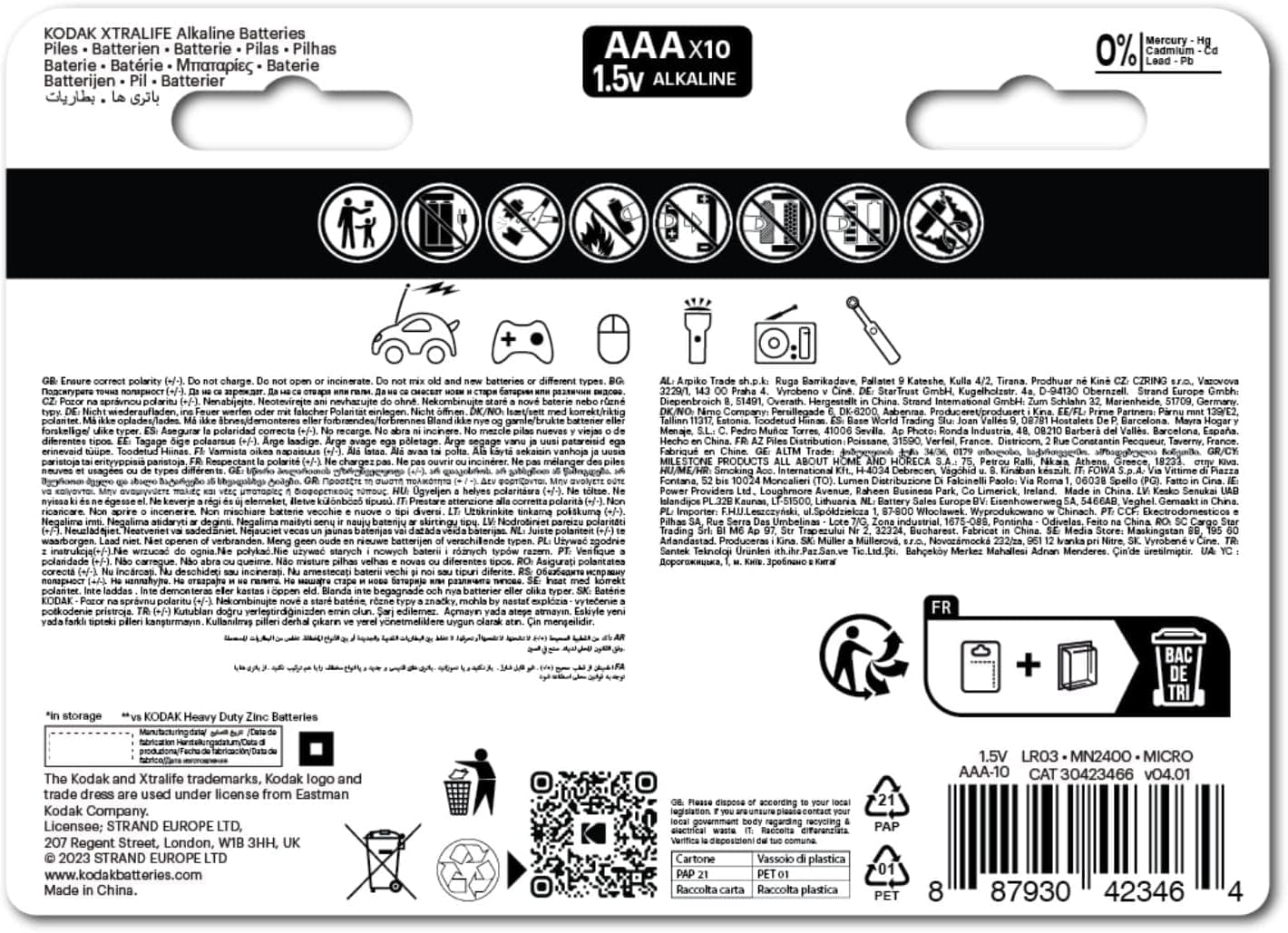 Kodak Xtralife Alkaline AAA Batteries - Value Pack (5+5) - 3