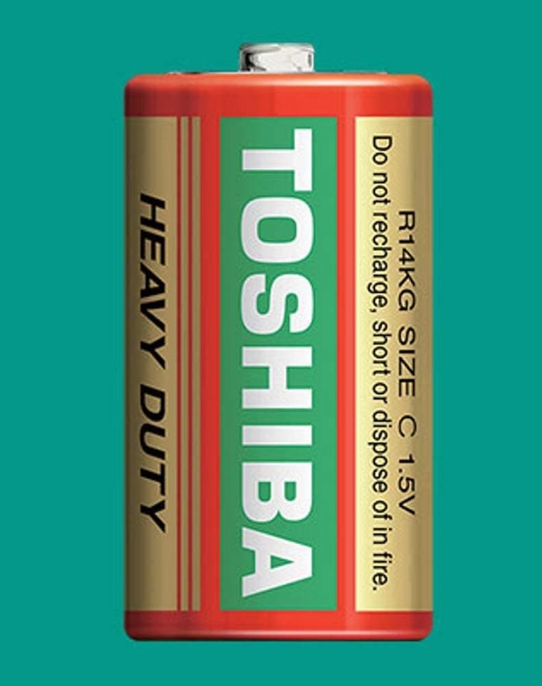 TOSHIBA Heavy Duty Zinc Carbon Battery – Ideal for Low Power Consumption Devices, C, Pack of 2 - 2