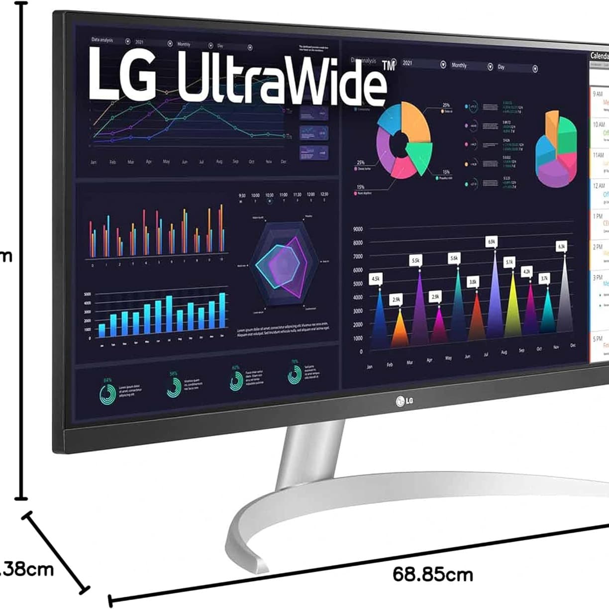 LG Electronics UltraWide Monitor 29WQ600, 29-inch, 1080p, 100Hz, 1ms MBR, IPS Display, sRGB 99% Colour Gamut, HDR 10, USB Type-C, AMD FreeSync, HDMI, 2 x 7W Stereo Speaker, Ergonomic Design - 6