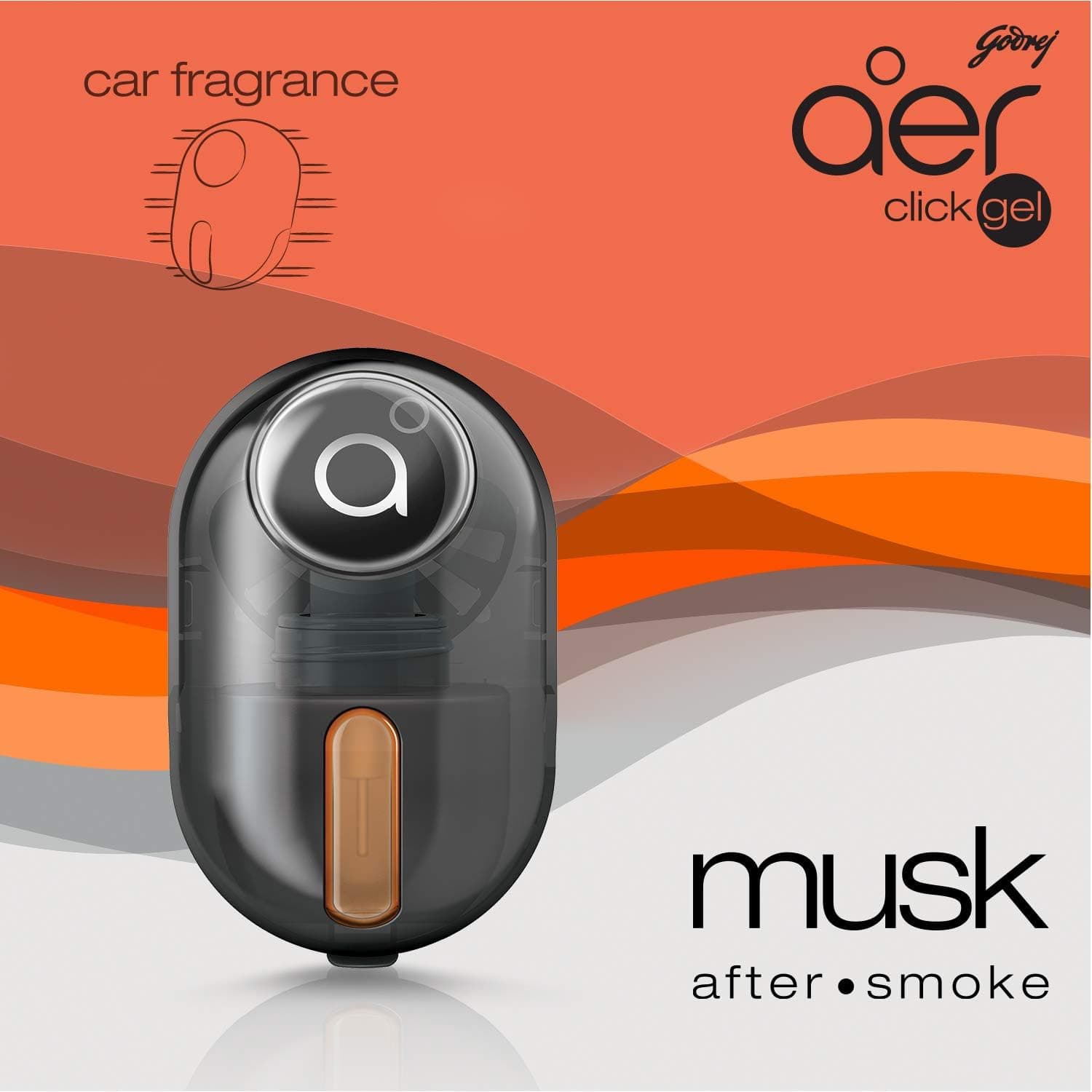 Godrej Aer Click, Car Vent Air Freshener Kit - Musk After Smoke (10G), Black - 3