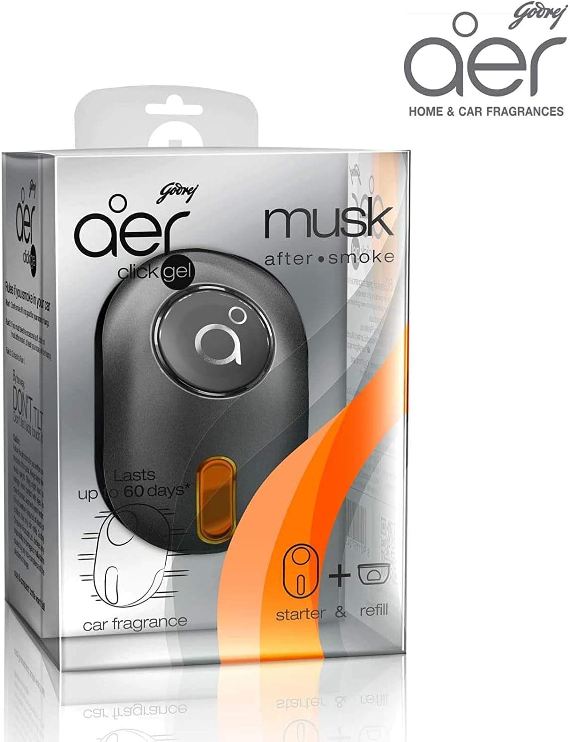 Godrej Aer Click, Car Vent Air Freshener Kit - Musk After Smoke (10G), Black - 7