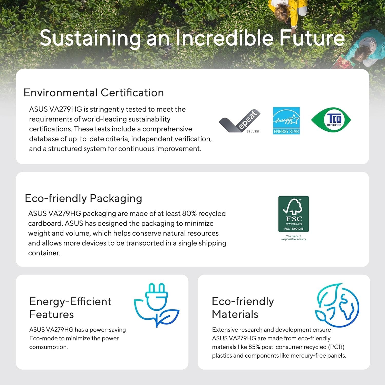 ASUS VA279HG Eye Care Gaming Monitor: 27-inch, IPS, Full HD, 99% sRGB, Frameless, 120Hz, Adaptive-Sync, 1ms MPRT, HDMI, VGA, Low Blue Light, Flicker Free, Wall Mountable - Black - 7