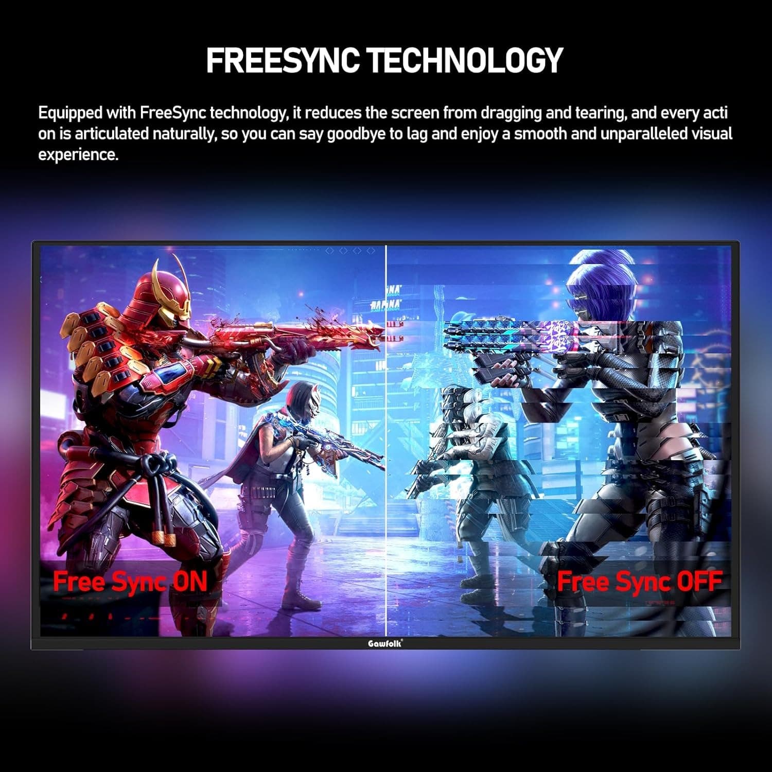Gawfolk 27 Inch QD-OLED Gaming Monitor QHD 360Hz 0.03ms(GTG) PIP/PBP 99% DCI-P3 FreeSync HDR400 1.5M:1Contrast Ratio VESA RGB atmosphere light With Tilt/Height/Swivel Adjustable Stand (Black) - 6