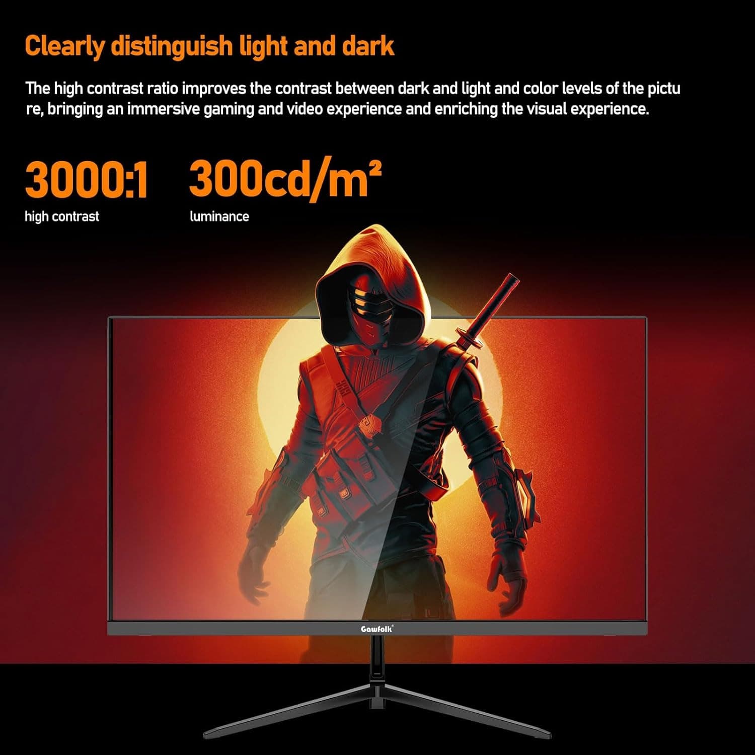 Gawfolk 27 Inch 2K Gaming Monitor 165Hz QHD(2560 * 1440) 1440P Monitors Computer Display Screen 100% sRGB 1ms(GTG) HDR FreeSync VESA HDMI&DP for Gaming and Working - 4
