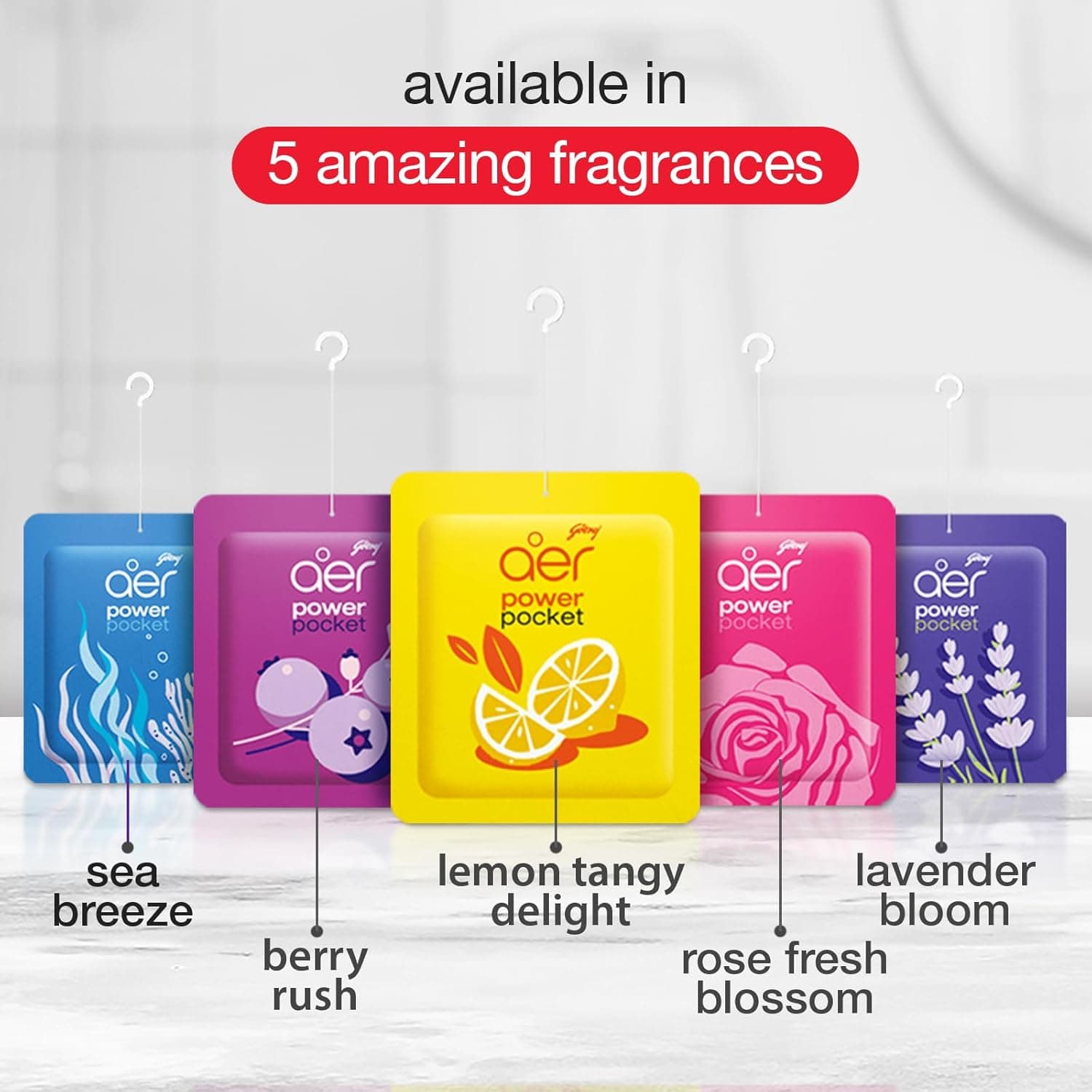 Godrej Aer Power Pocket Bathroom Fragrance -Lavender Bloom  10g - 6