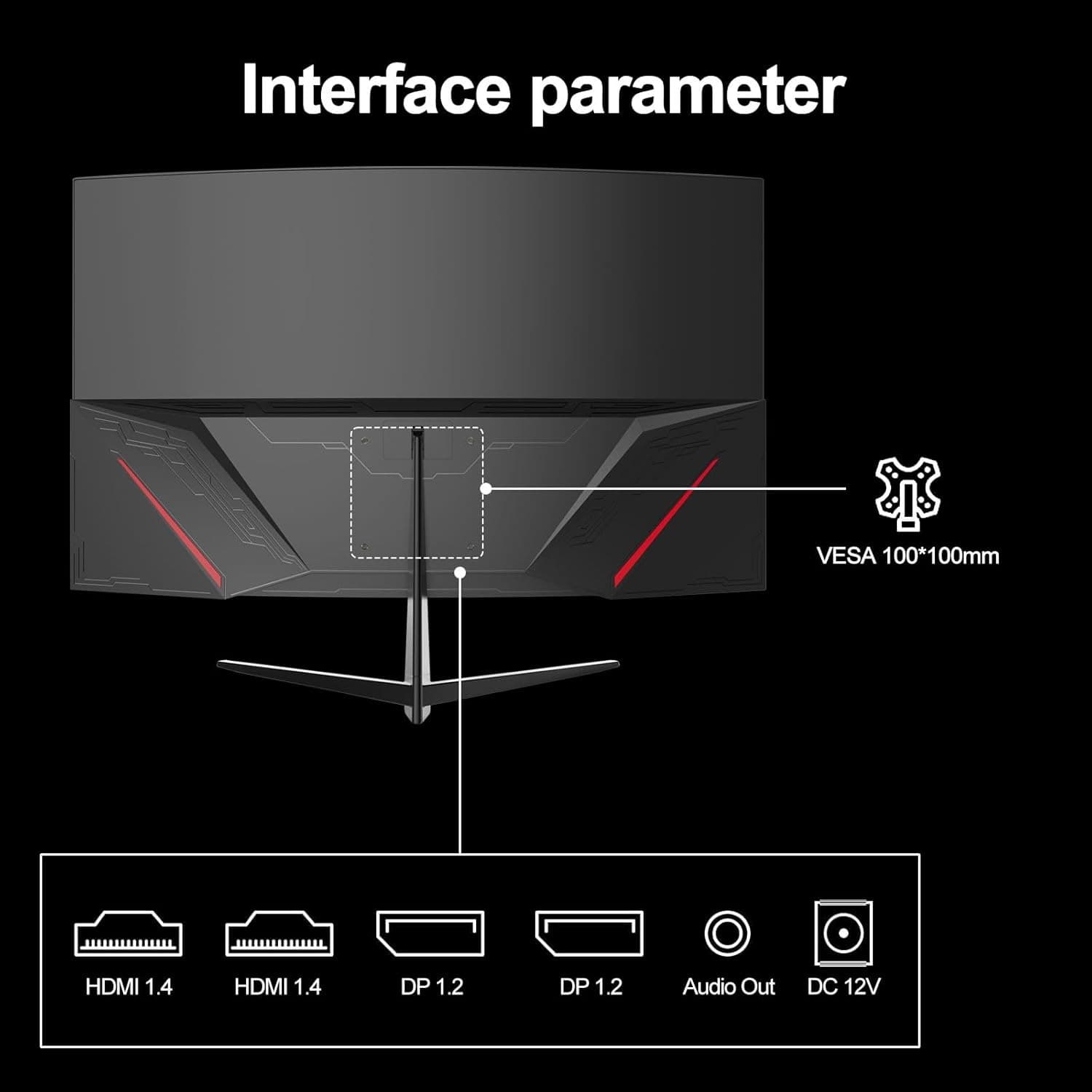 Gawfolk 32 Inch Gaming Monitor 2K 165Hz Curved Computer Monitor QHD(2560 * 1440) 1500R 1440P Display Screen 1ms(GTG) 98% sRGB FreeSync For Vvideo Production, Office, Gaming, Support Wall Mounting - 2
