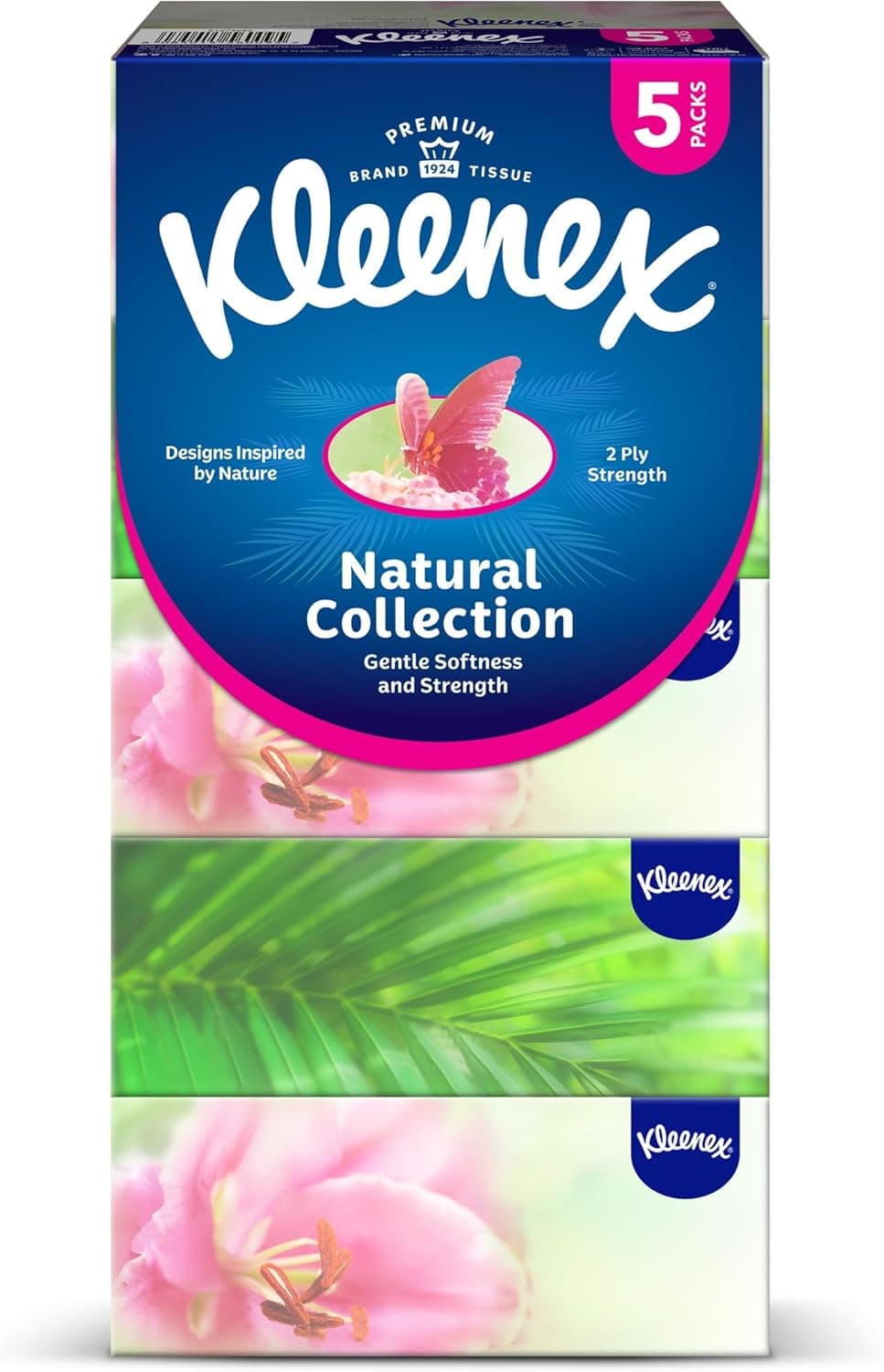 Kleenex Natural Collections Facial Tissue - Pack of 5 Boxes, 170 Sheets x 2 Ply - 2