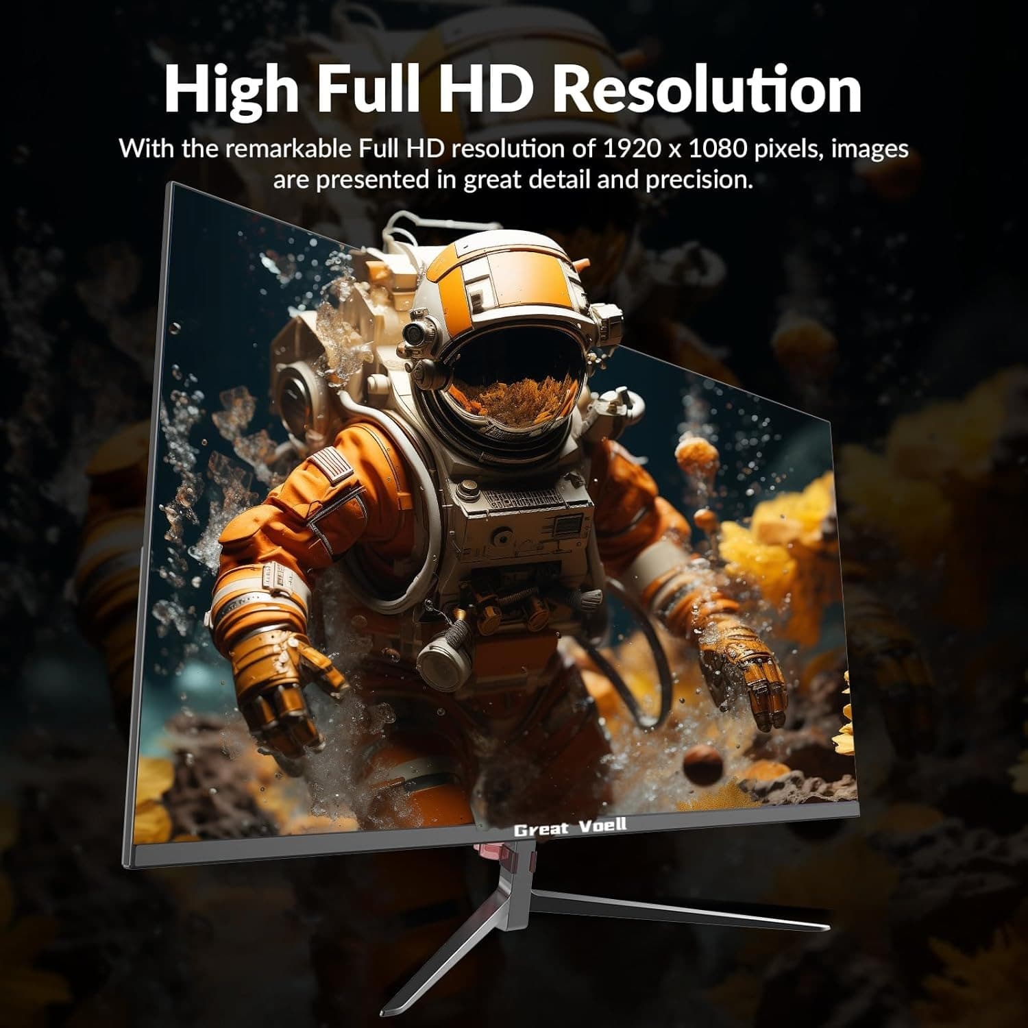 Great voell 27-Inch Gaming Monitor, 100Hz, FHD (1920x1080P), HDR, 99% sRGB, FreeSync, Built-in Speakers, Anti-Blue Light, VESA Mountable, HDMI 2.0, Tilt Adjustable, 16:9 PC Screen - 6