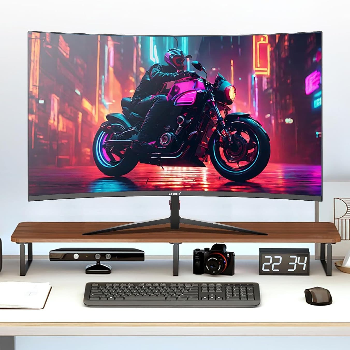 Gawfolk 27 Inch Gaming Monitor FHD 100Hz Curved 1800R Monitor 1080P Frameless Computer Display Screen 100% sRGB 300cd/m² Suitable for office, home and entertainment (Built in Speaker) - 5