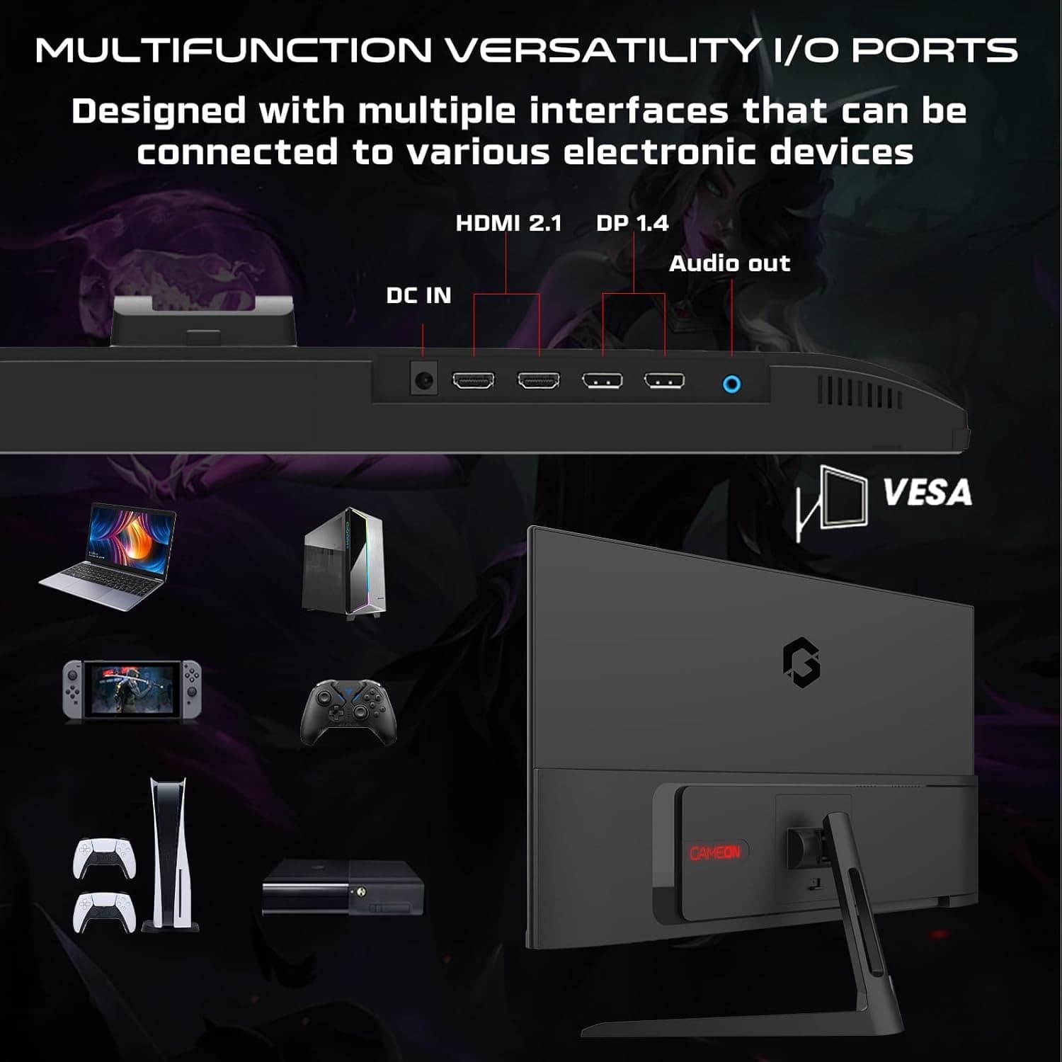 GAMEON New 2024 1080p Gaming Monitor 27 inch, GOESP27240IPS, FHD IPS, 240Hz Refresh Rate, 0.5ms Response Time, 2.1 HDMI, G-Sync & FreeSync, HDR, Built-in-Speakers, Console Ready - 3