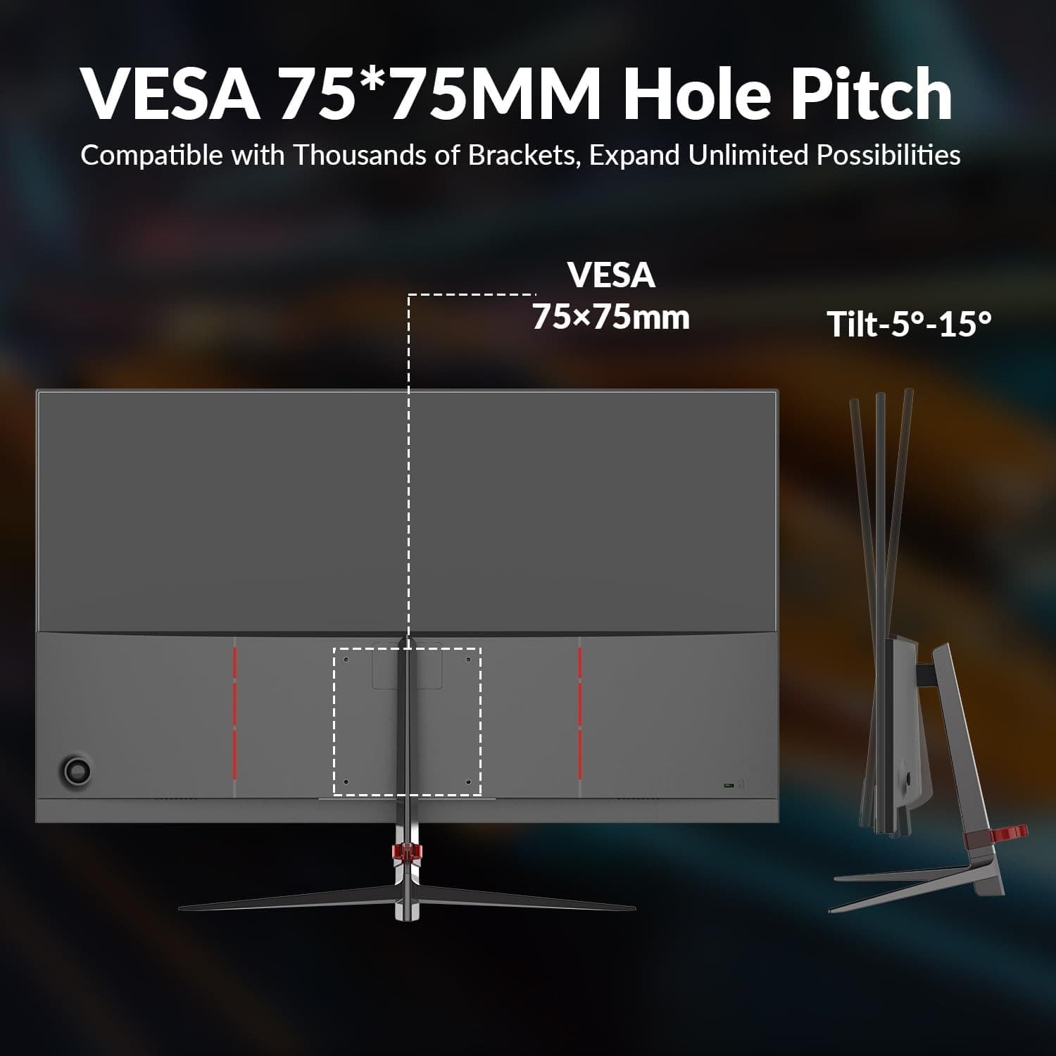 Great voell 27-Inch Gaming Monitor, 100Hz, FHD (1920x1080P), HDR, 99% sRGB, FreeSync, Built-in Speakers, Anti-Blue Light, VESA Mountable, HDMI 2.0, Tilt Adjustable, 16:9 PC Screen - 2