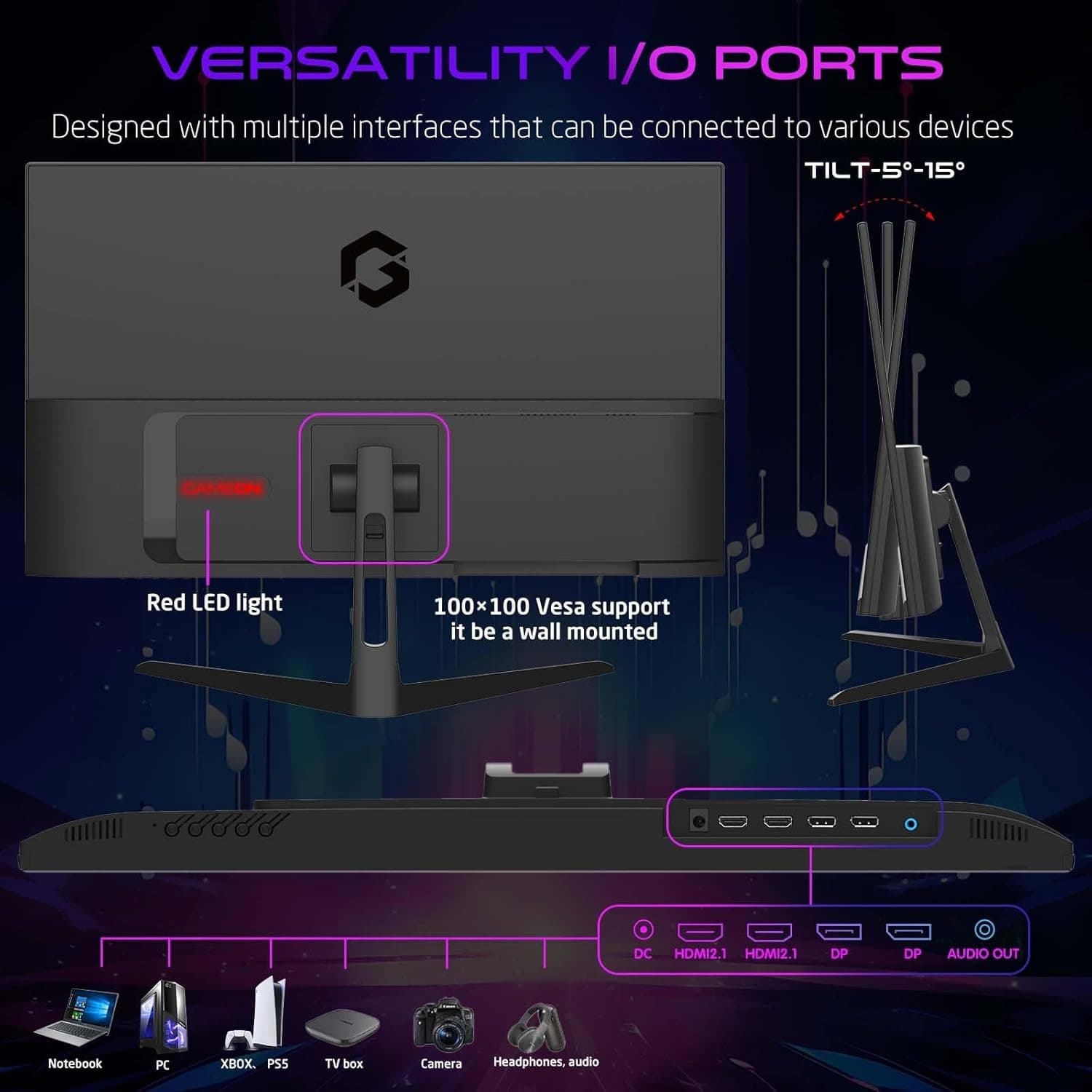 GAMEON New 2024 2K Gaming Monitor 24 inch, GOAE24QHD180IPS, QHD IPS Panel,180Hz Refresh Rate, 0.5ms Response Time, 2.1 HDMI, G-Sync & FreeSync, HDR, Built-in-Speakers, Console Ready - 5