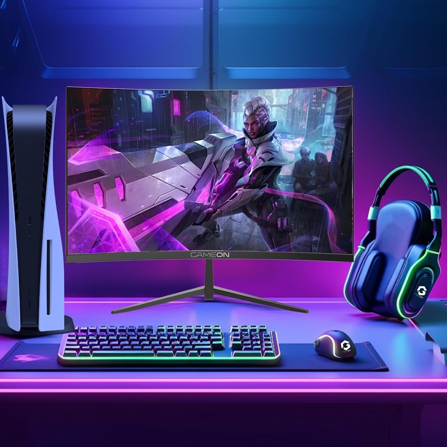 GAMEON GOC27Q180VA Pro Series Curved Gaming Monitor 27 inch, 2560x1440p QHD Fast VA Panel, 180Hz, 0.5ms, HDMI 2.1, G-Sync & Freesync, Crosshair assistant, Built-in Speakers, Supports HDR, PS5, VRR - 5