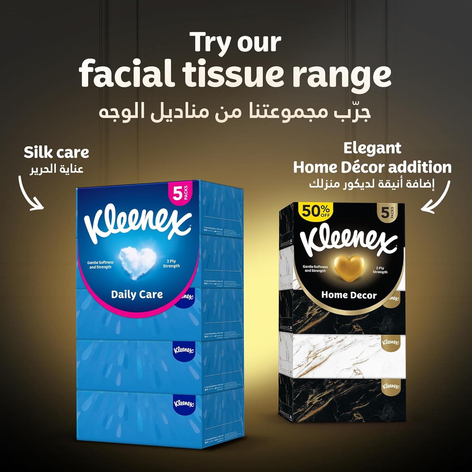 Kleenex Ultra Soft Premium Facial Tissues, Pack of 5 Boxes 96 Sheets X 3 Ply - 7