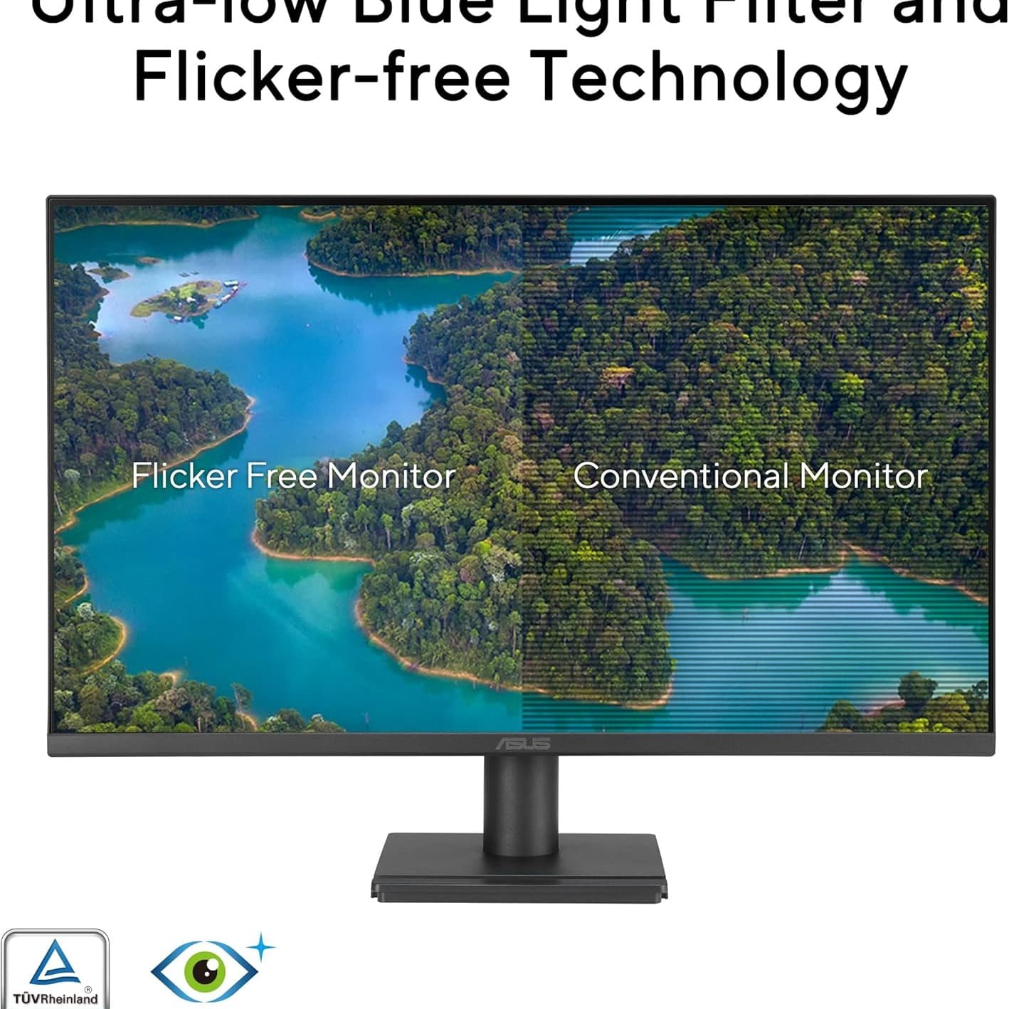 ASUS VA279HG Eye Care Gaming Monitor: 27-inch, IPS, Full HD, 99% sRGB, Frameless, 120Hz, Adaptive-Sync, 1ms MPRT, HDMI, VGA, Low Blue Light, Flicker Free, Wall Mountable - Black - 6